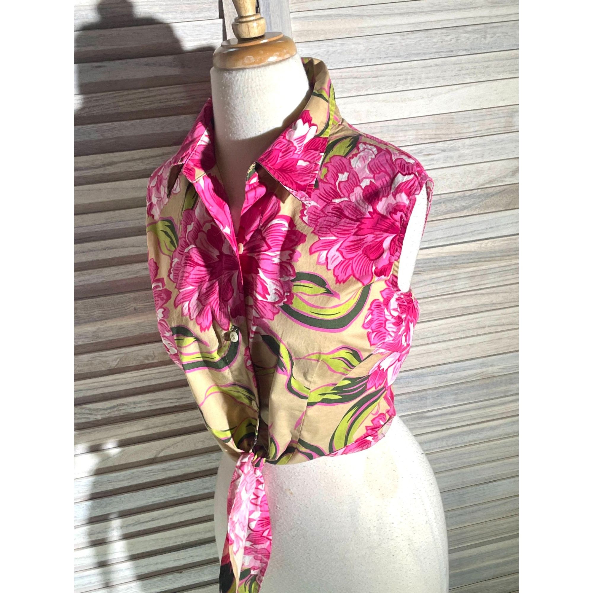 Other NY&Co Lg Tropical Tie Front Top Size L / US 10 / IT 46 - 9 Thumbnail