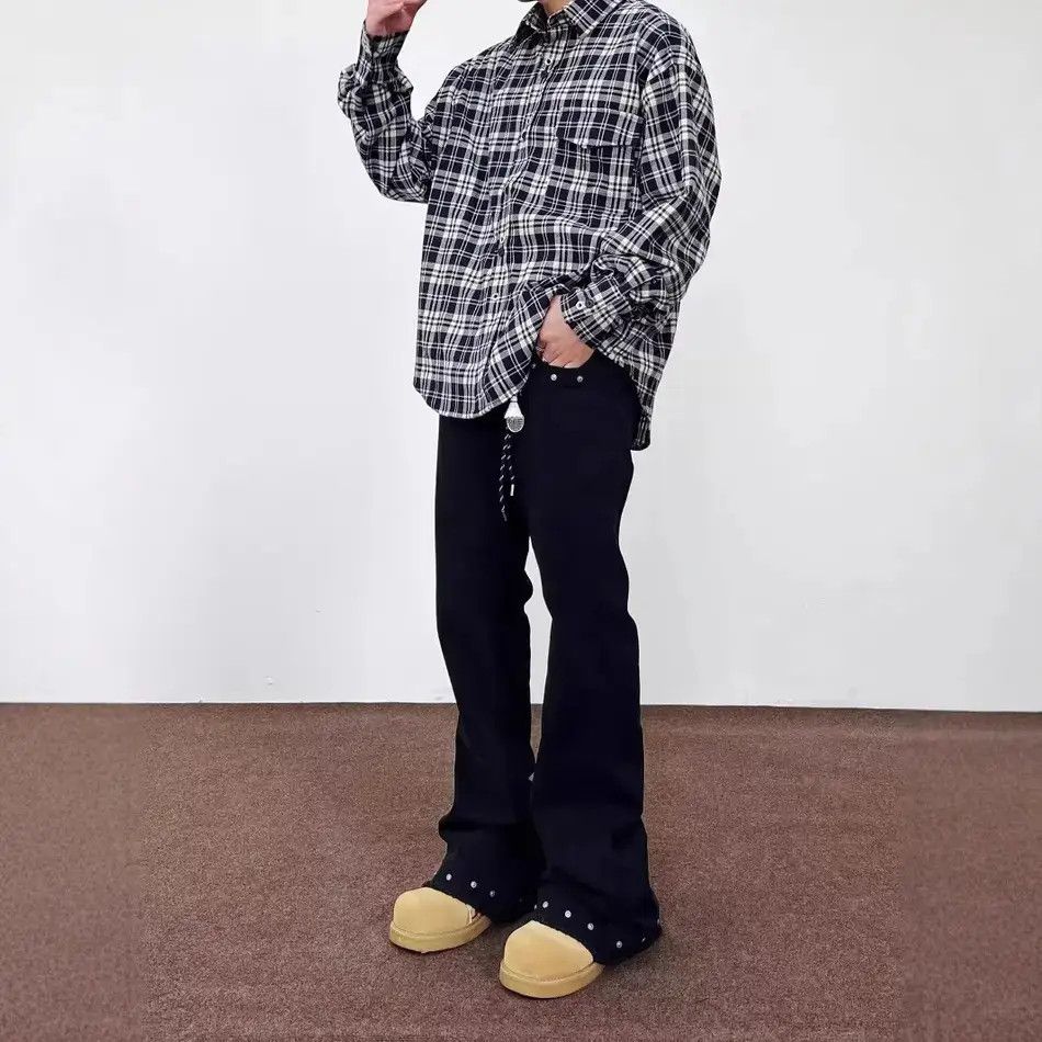 Japanese Brand Retro loose straight leg micro flared jeans Size US 30 / EU 46 - 2 Thumbnail