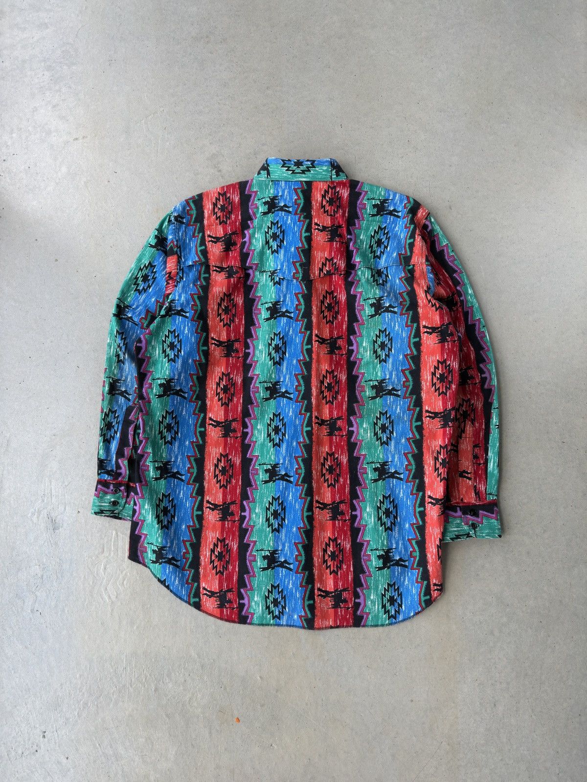 Vintage × Wrangler Vintage 90s Wrangler Aztec Brushpopper Western Shirt Size US XL / EU 56 / 4 - 2 Thumbnail