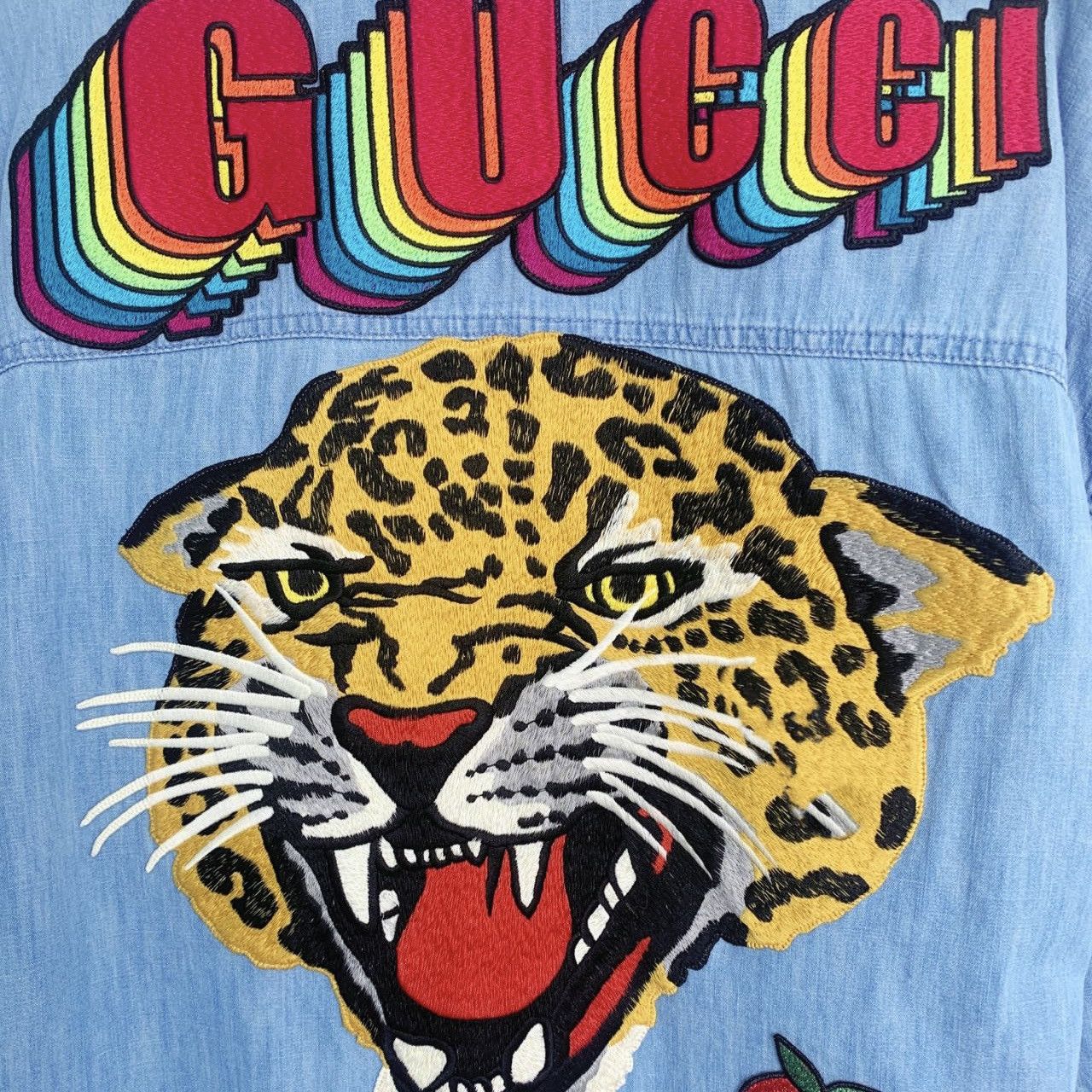 Gucci Gucci Rainbow Logo Leopard Long Sleeve Denim Shirt K26WX Size US M / EU 48-50 / 2 - 5 Thumbnail