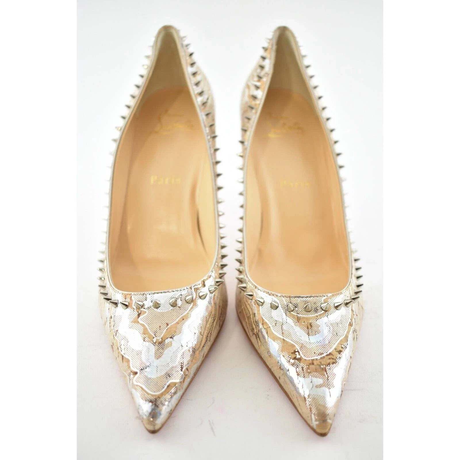 Christian Louboutin Christian Louboutin Anjalina 85 Liege Wavy AB Cork Silver Size US 6 / IT 36 - 6 Thumbnail