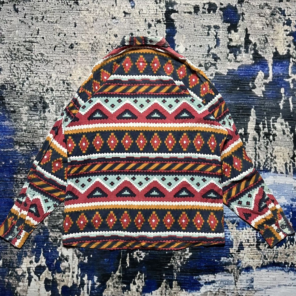 Vintage Native Navajo Shirt Button Up Long Sleeve 90s