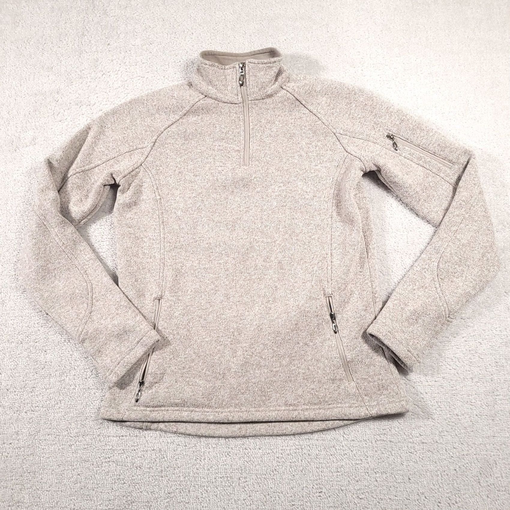 Vintage Polar King Jacket Women's M Beige Full Zip Mock Neck Knit Outdoors Pockets Size M / US 6-8 / IT 42-44 - 2 Thumbnail
