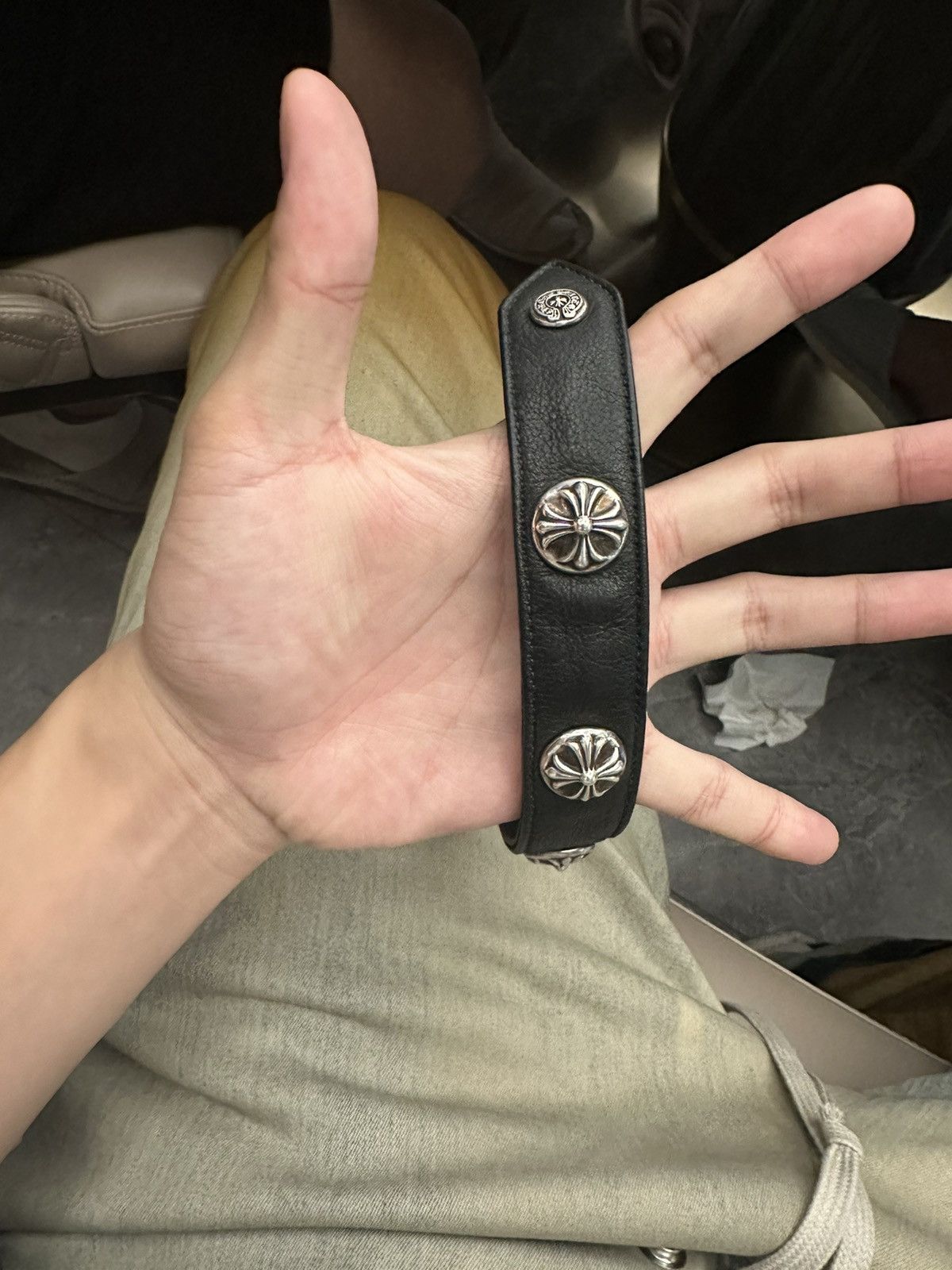 Chrome Hearts Chrome Hearts Wide Cross Leather Bracelet Size ONE SIZE - 2 Thumbnail