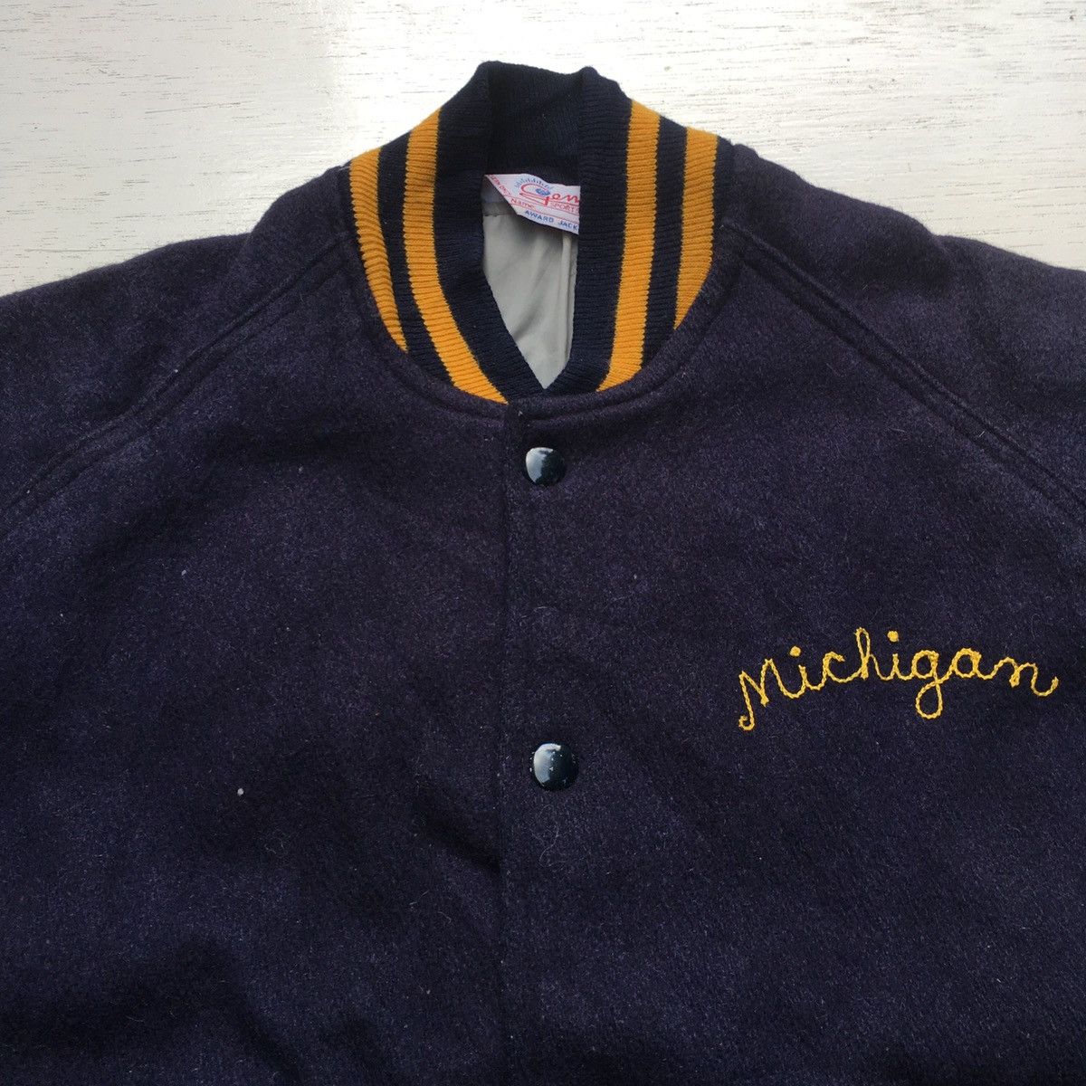 Vintage Vintage Michigan Wool Varsity Jacket Gem Sportswear Size US L / EU 52-54 / 3 - 3 Thumbnail