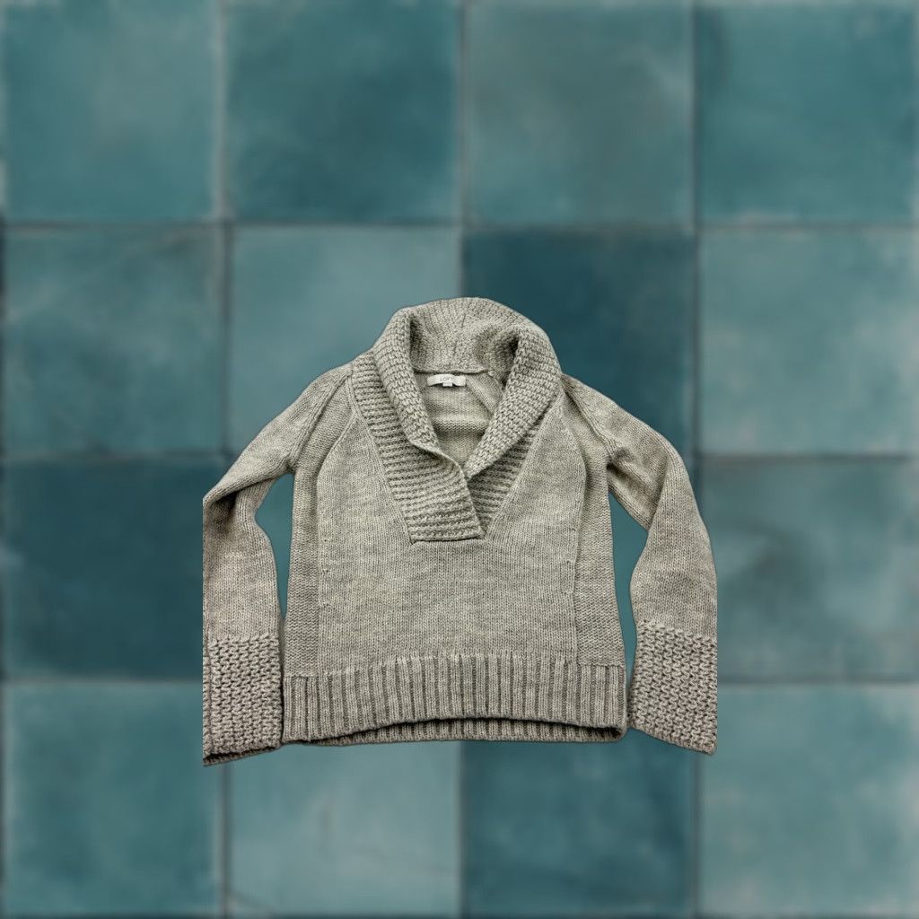 Loft VINTAGE LOFT Sweater Womens Medium Gray Shawl Collar Alpaca Wool Knit Pullover Soft Cozy Size M / US 6-8 / IT 42-44 - 1 Thumbnail