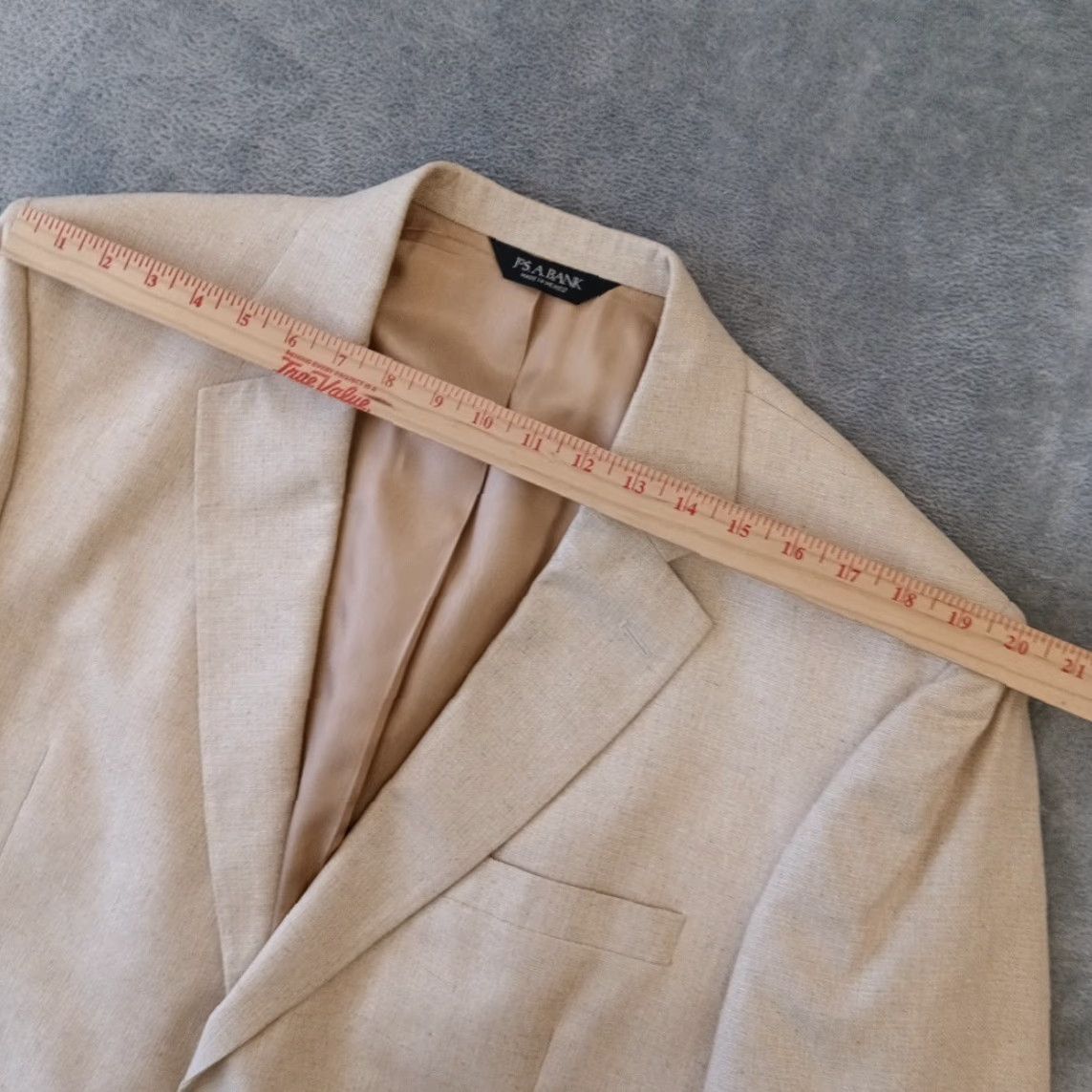 Jos. A. Bank Jos A Bank Blazer Mens 44 Beige Silk Two Button Single Vent Plaid Notch Lapel 2 Piece Jacket Coat Regular Raglan? Size 44R - 2 Thumbnail