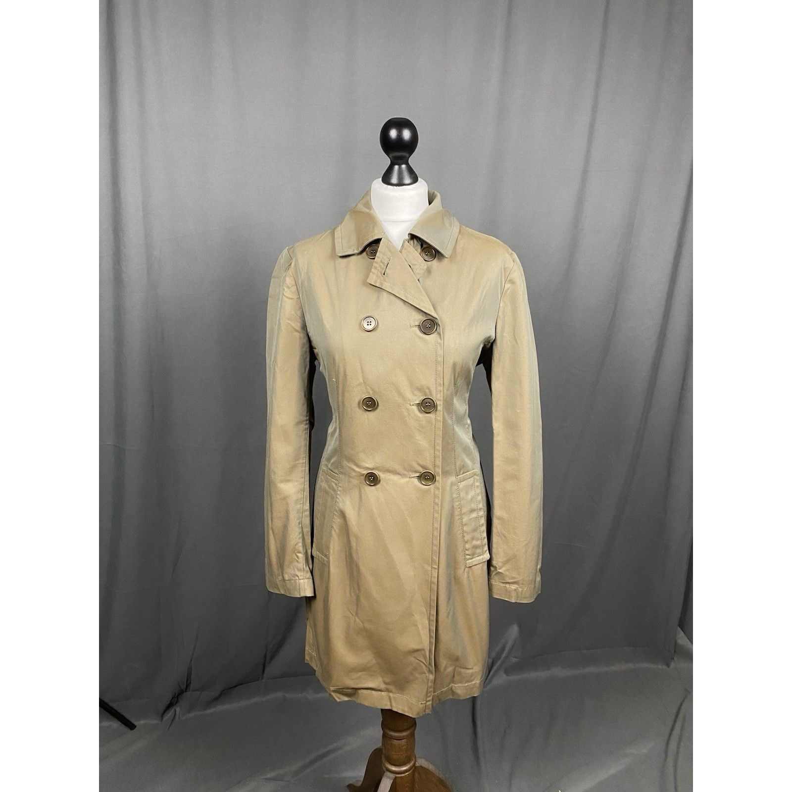 Aspesi Alberto Aspesi Women's Green Brown Double Breasted Trench Pe Size L / US 10 / IT 46 - 1 Thumbnail