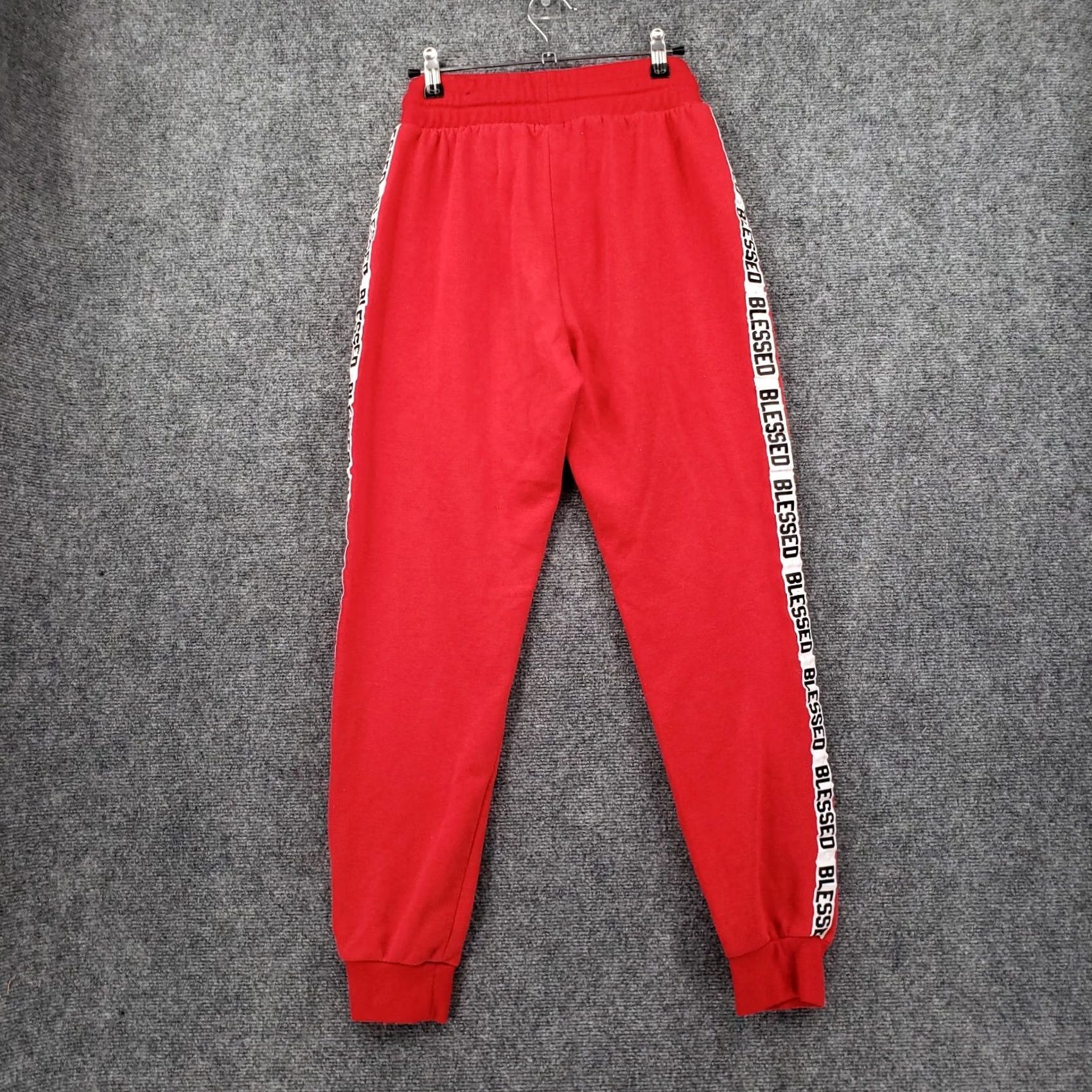 Vintage Rue21 Womens Jogger M Medium Red Sweatpants High Rise Blessed Side Tape Bottoms Size 32" / US 10 / IT 46 - 2 Thumbnail