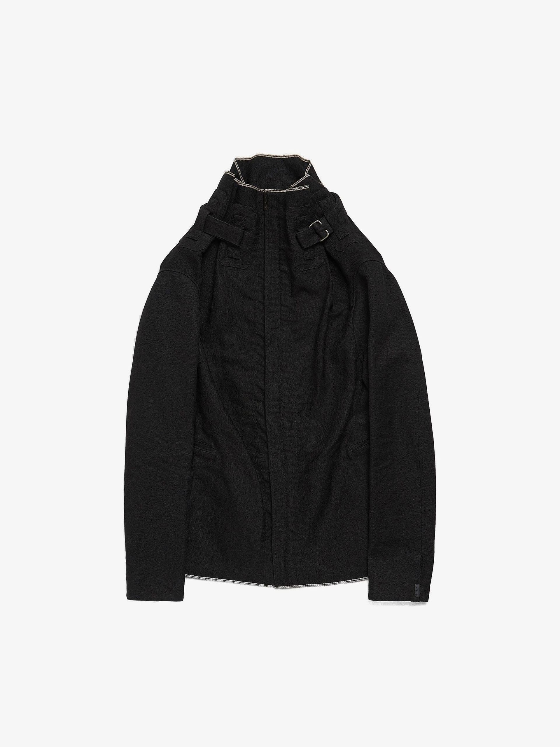image of Carol Christian Poell Black Self Edge Rectangular Ramie And Wool Blend Jacket, Men's (Size Large)