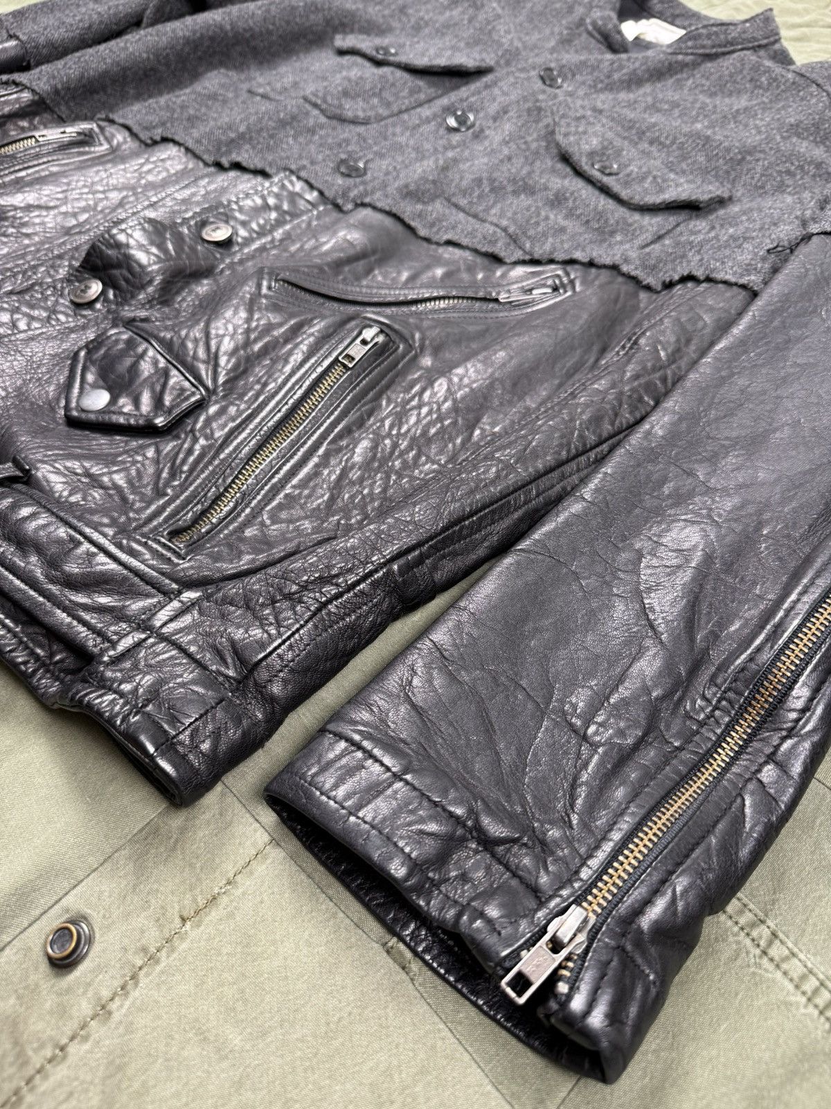 Greg Lauren 50/50 Leather Jacket / Wool Coat Size US L / EU 52-54 / 3 - 4 Thumbnail