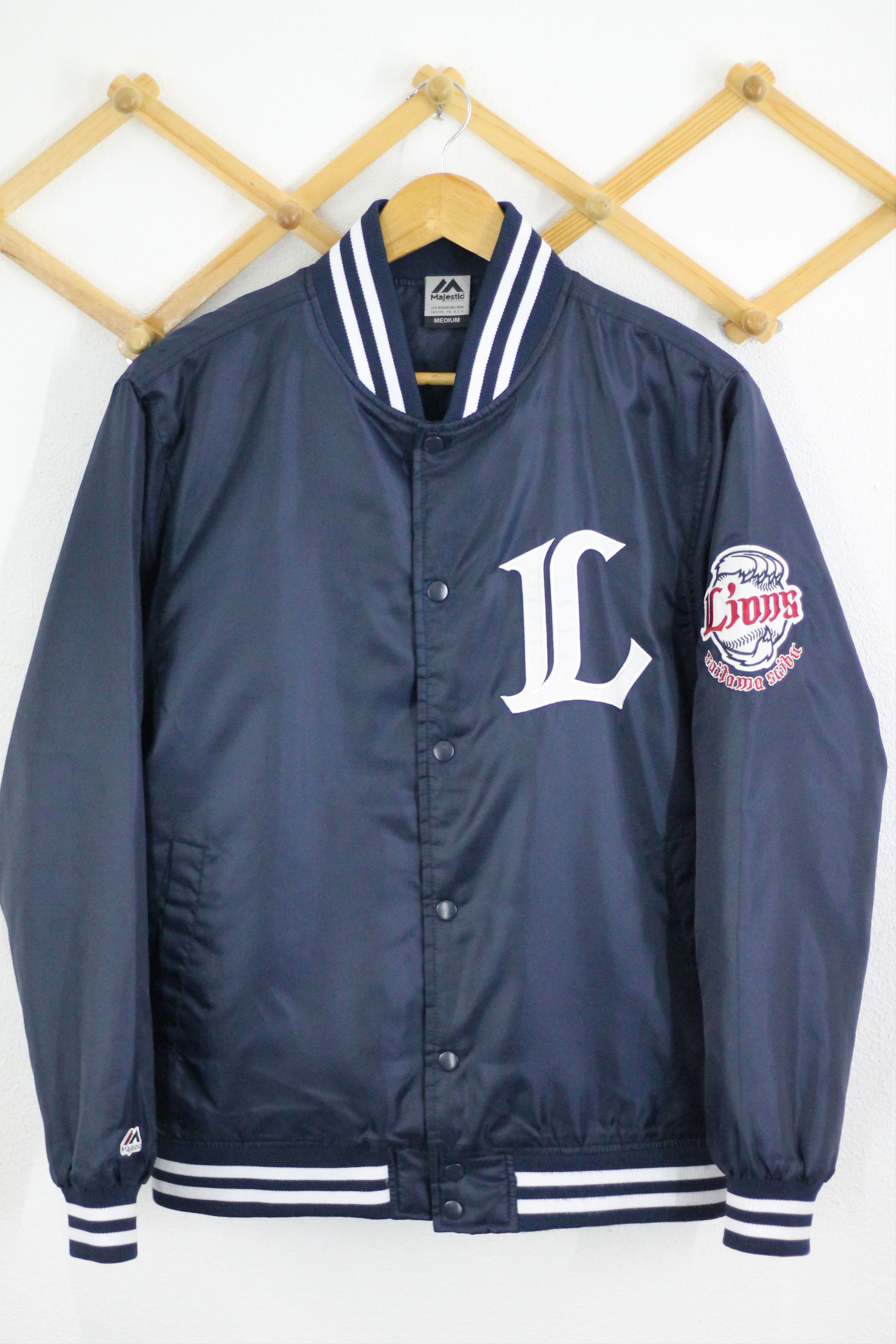 image of Majestic Saitama Seibu Lions Bombers in Dark Blue, Men's (Size Medium)