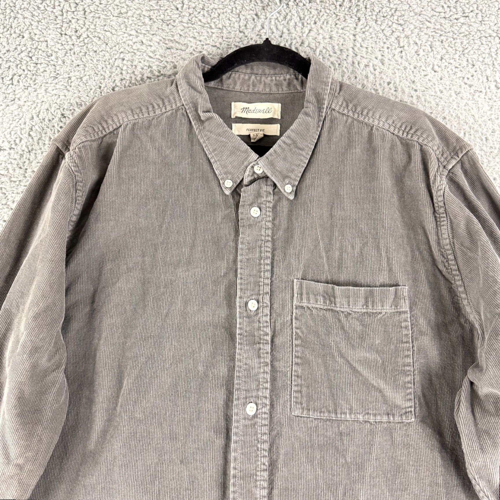 Madewell Madewell Button-Down Shirt Mens XXL Gray Corduroy Long Sleeve Casual Shirt Size US XXL / EU 58 / 5 - 2 Thumbnail