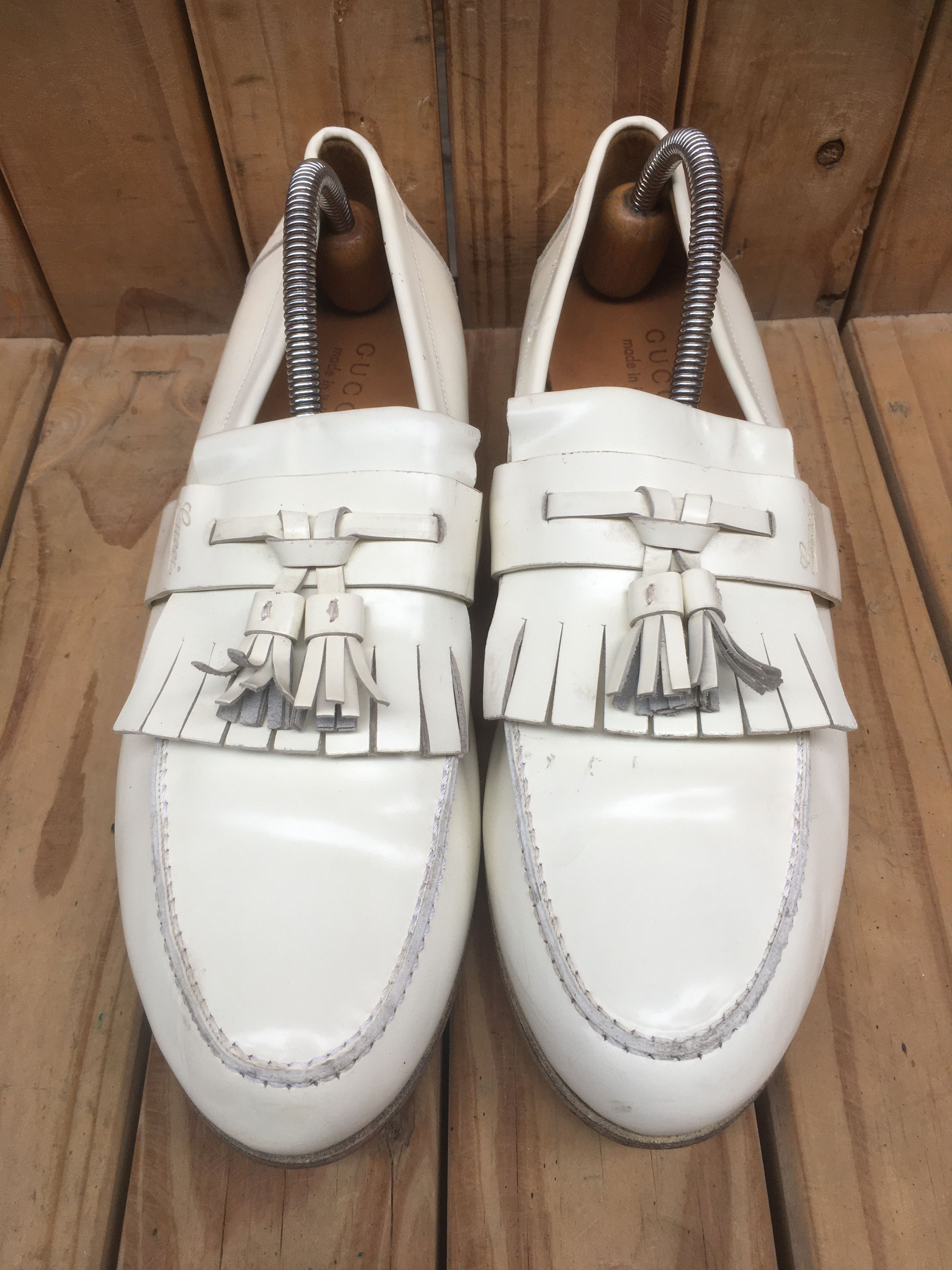 Gucci Gucci 216146 Cream Men's leather Loafers USA 7.5 EUR 41 Size US 7.5 / EU 40-41 - 7 Thumbnail