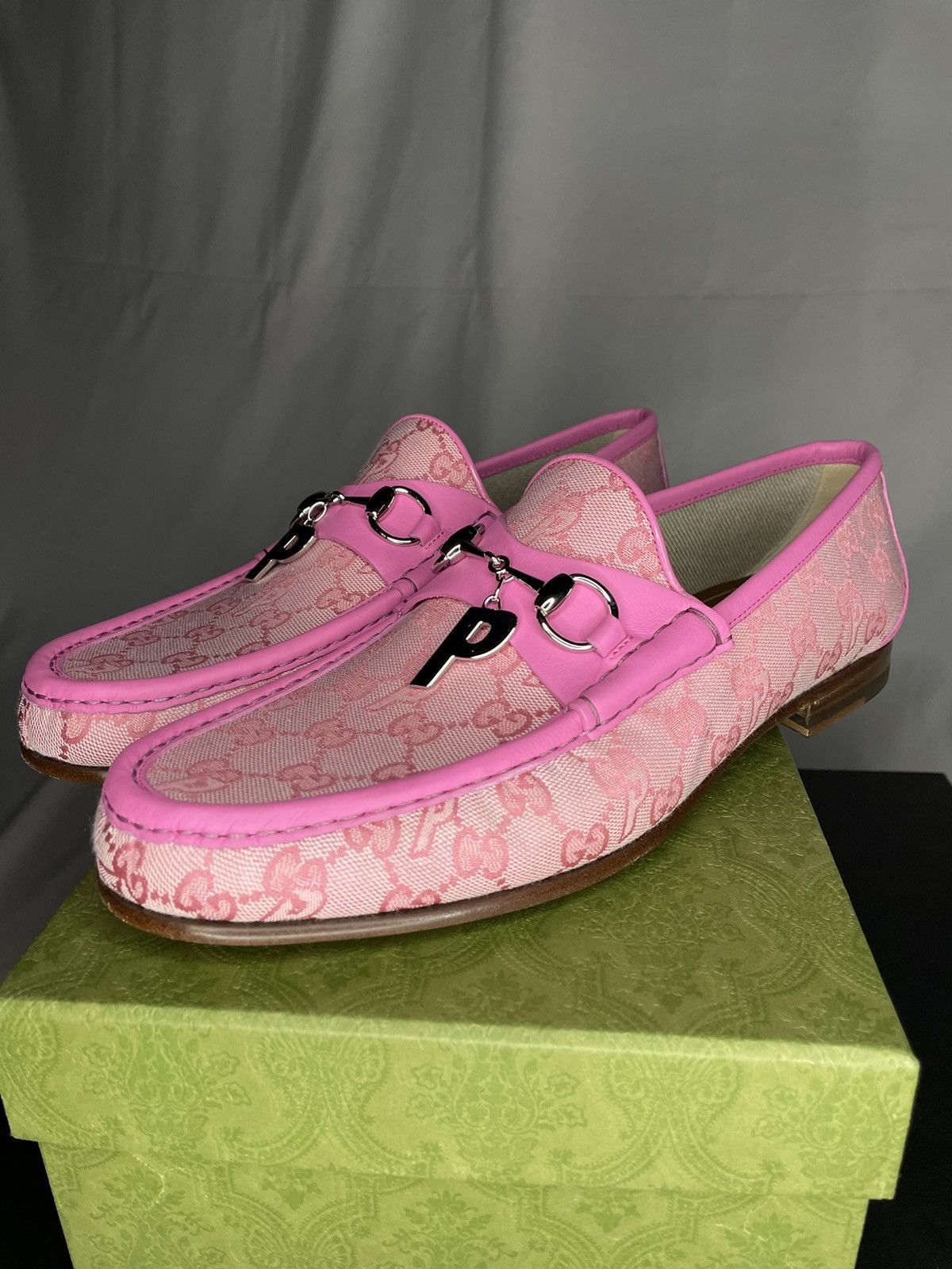 image of Gucci x Palace Horsebit GG Loafers in Pink, Men's (Size 11.5)