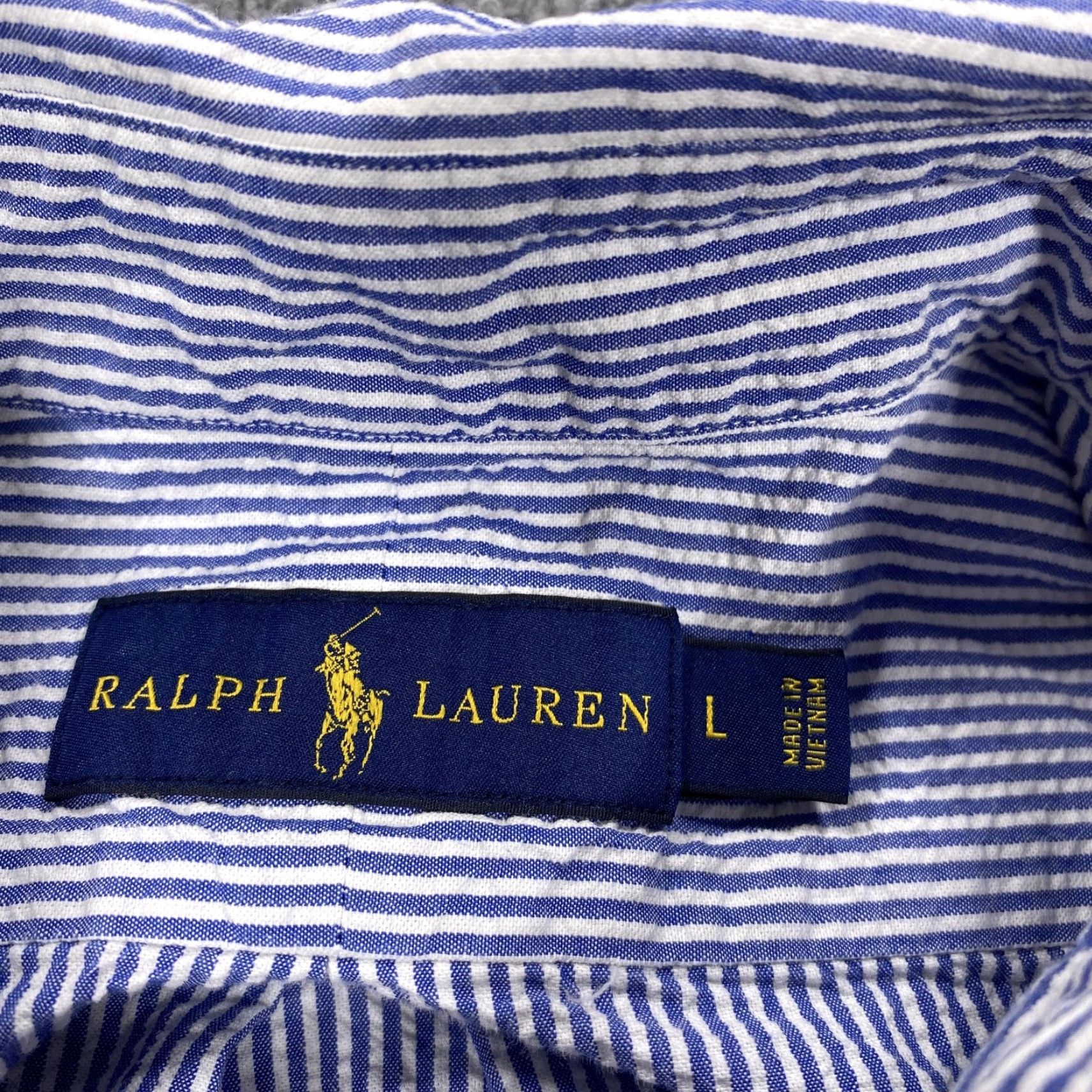 Ralph Lauren Ralph Lauren Shirt Mens Large Blue Stripe Short Sleeve Button Down Cotton Casual Size US L / EU 52-54 / 3 - 2 Thumbnail