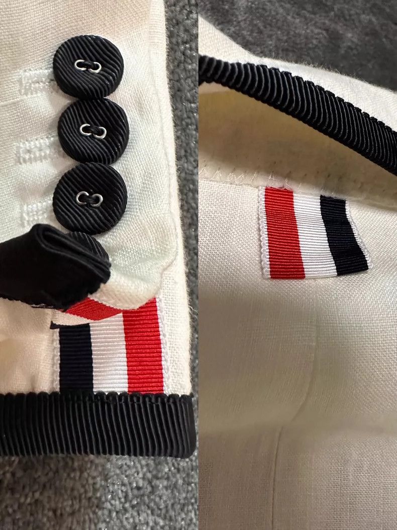 Thom Browne Thom Browne size2 White linen bag-tasseled dress jacket Size 36S - 4 Thumbnail