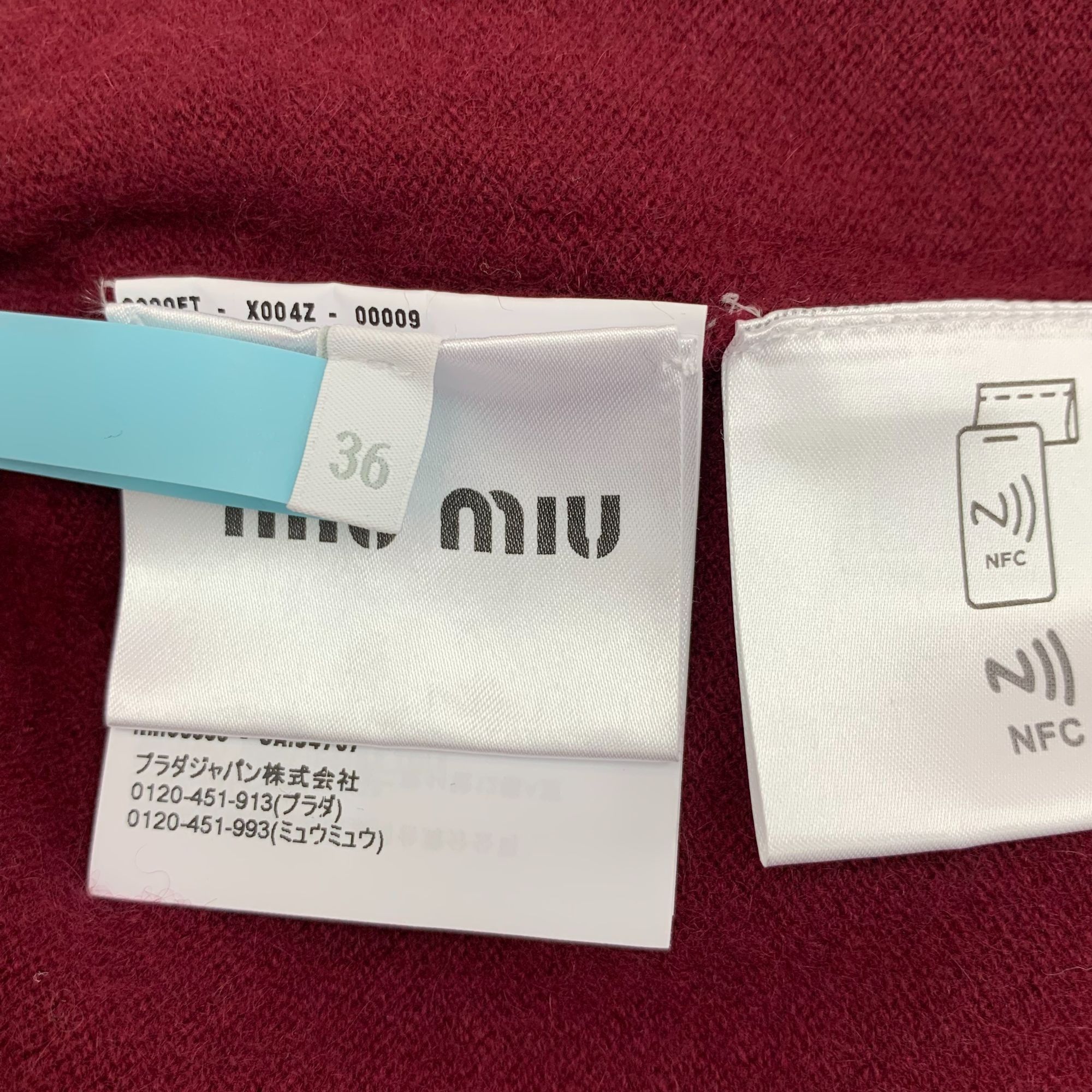 Miu Miu Miu Miu Dark Red 100% Cashmere Single-Breasted Long-Sleeve K Size XS / US 0-2 / IT 36-38 - 5 Thumbnail