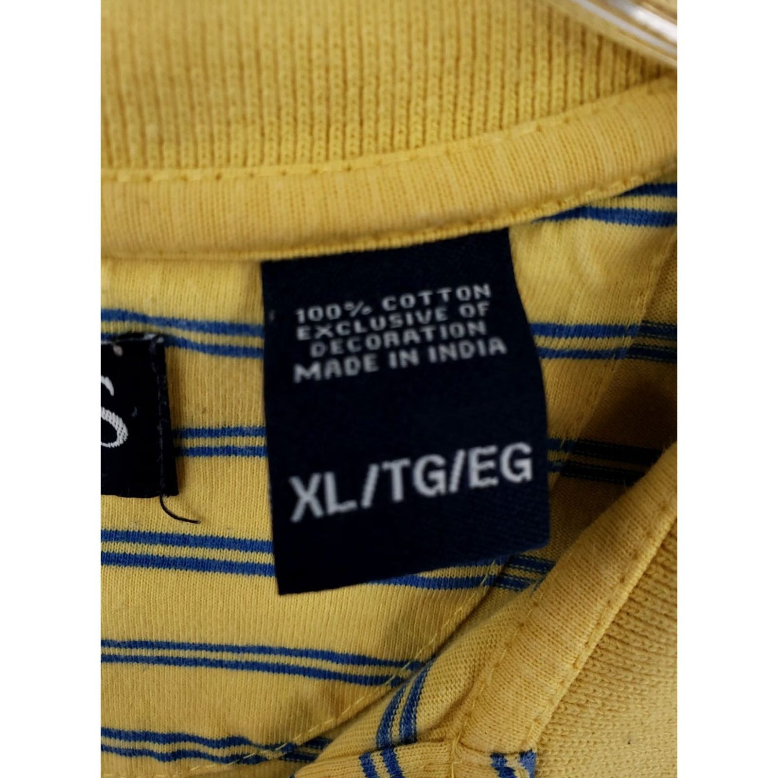 Chaps Chaps Polo Shirt Mens XL Yellow Button Short Sleeve Striped Cotton Casual Size US XL / EU 56 / 4 - 4 Thumbnail