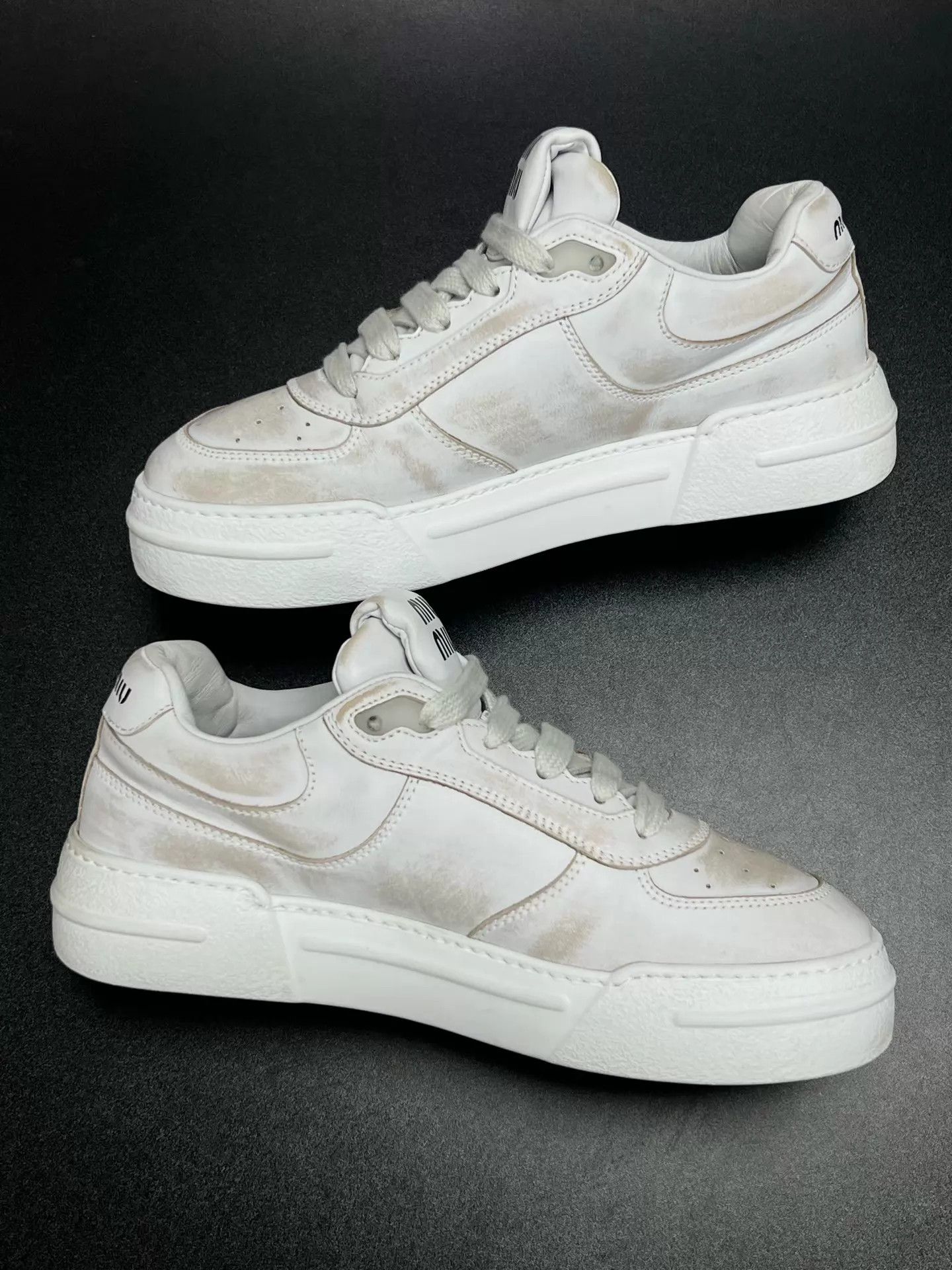 Miu Miu MIU MIU vintage low-top sneaker women's white 37.5 Size US 7 / IT 37 - 6 Thumbnail