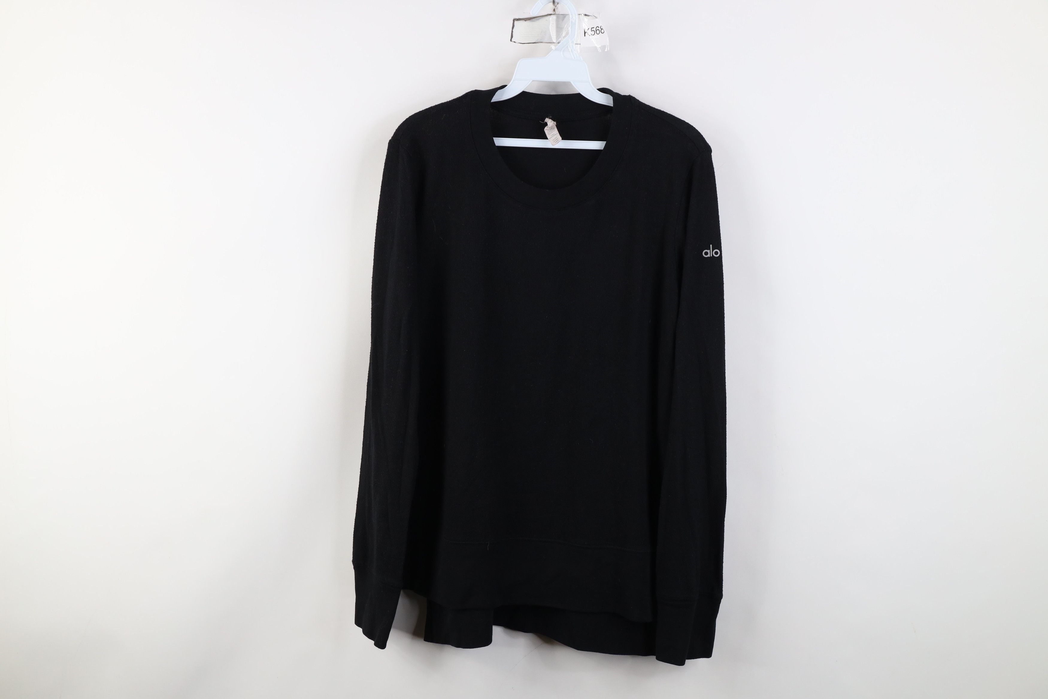 Alo Alo Yoga Ribbed Knit Long Sleeve T-Shirt Black Stretch Size L / US 10 / IT 46 - 1 Thumbnail
