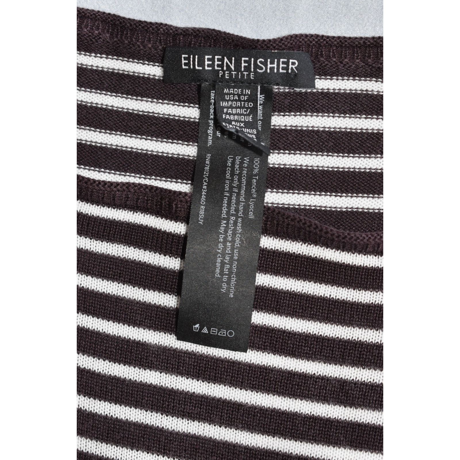 Eileen Fisher EILEEN FISHER Striped Tencel Knit LS Petite Sweater Top PL Size L / US 10 / IT 46 - 6 Thumbnail