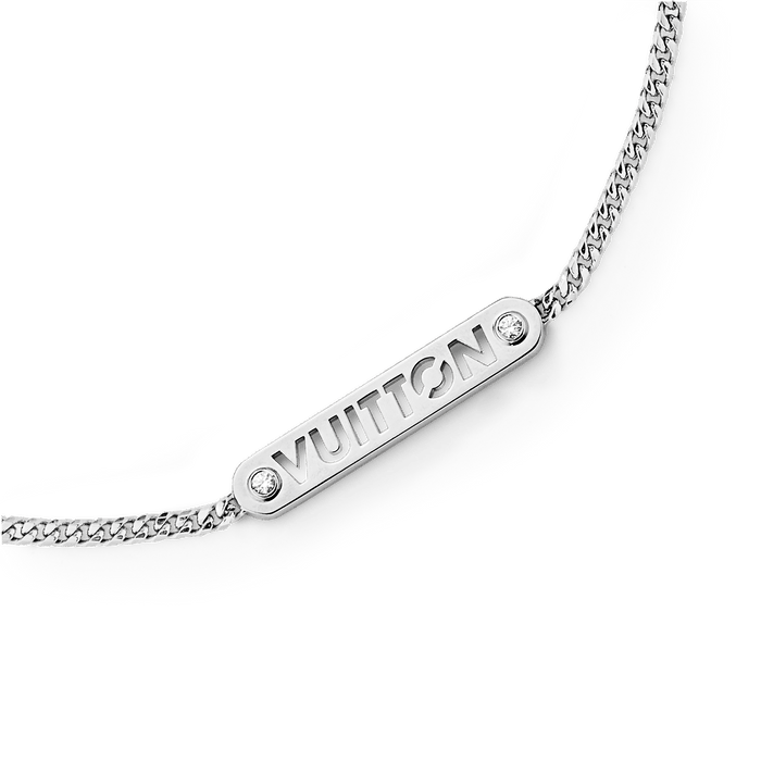 Louis Vuitton Monogram Chain Necklace, Silver, One Size