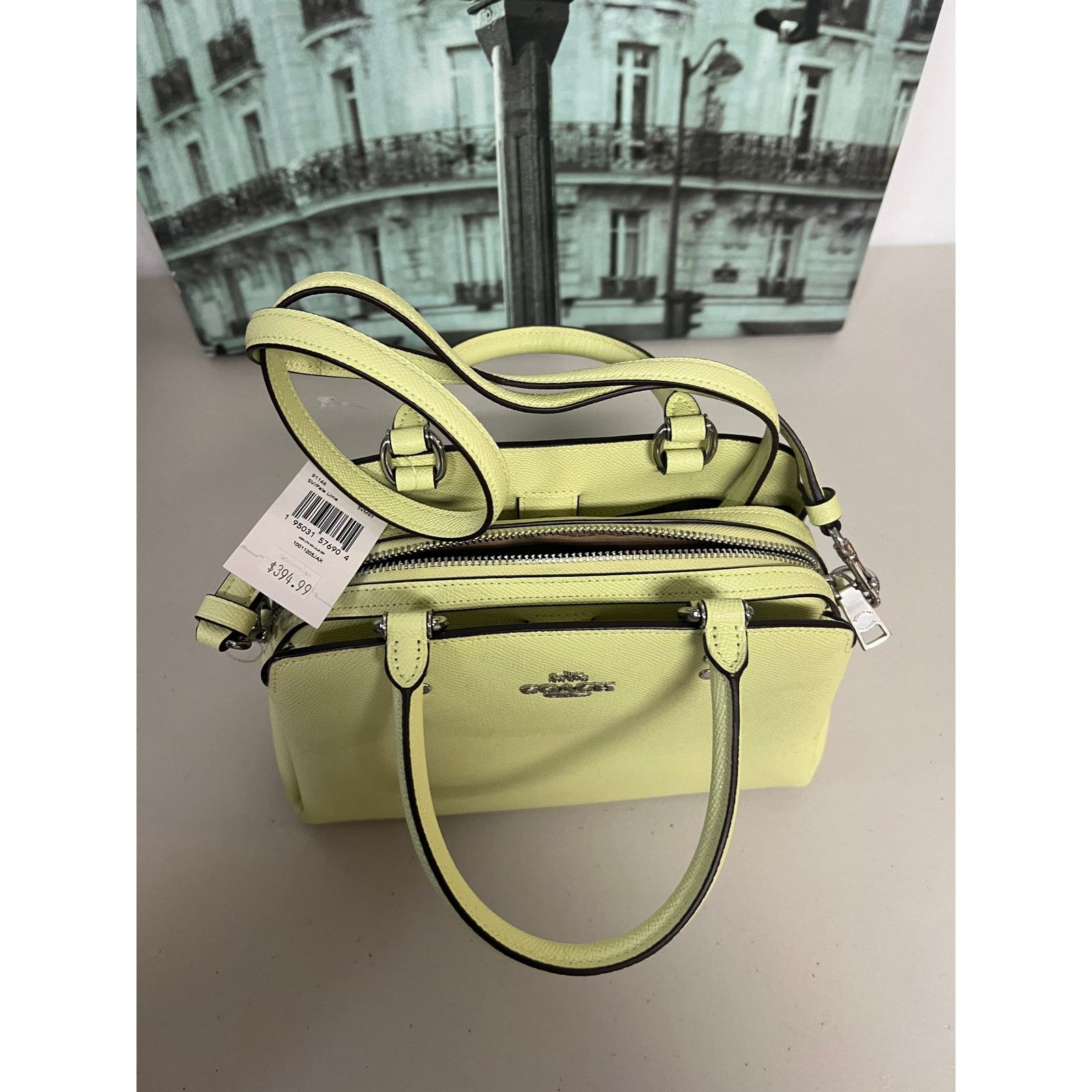 Coach Coach 91146 Mini Lillie Leather Carryall IN Pale Lime Size ONE SIZE - 7 Thumbnail