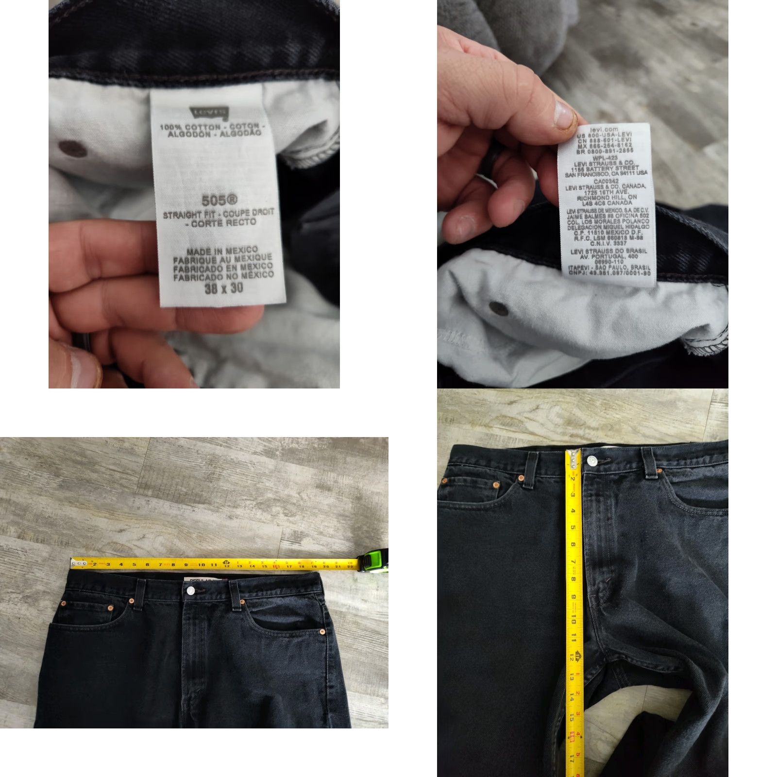 Levi's Vintage Levi's 505 Jeans Men 38x30 Black Denim Straight Baggy Y2K 90s Grunge Made in Mexico Size US 38 / EU 54 - 8 Thumbnail
