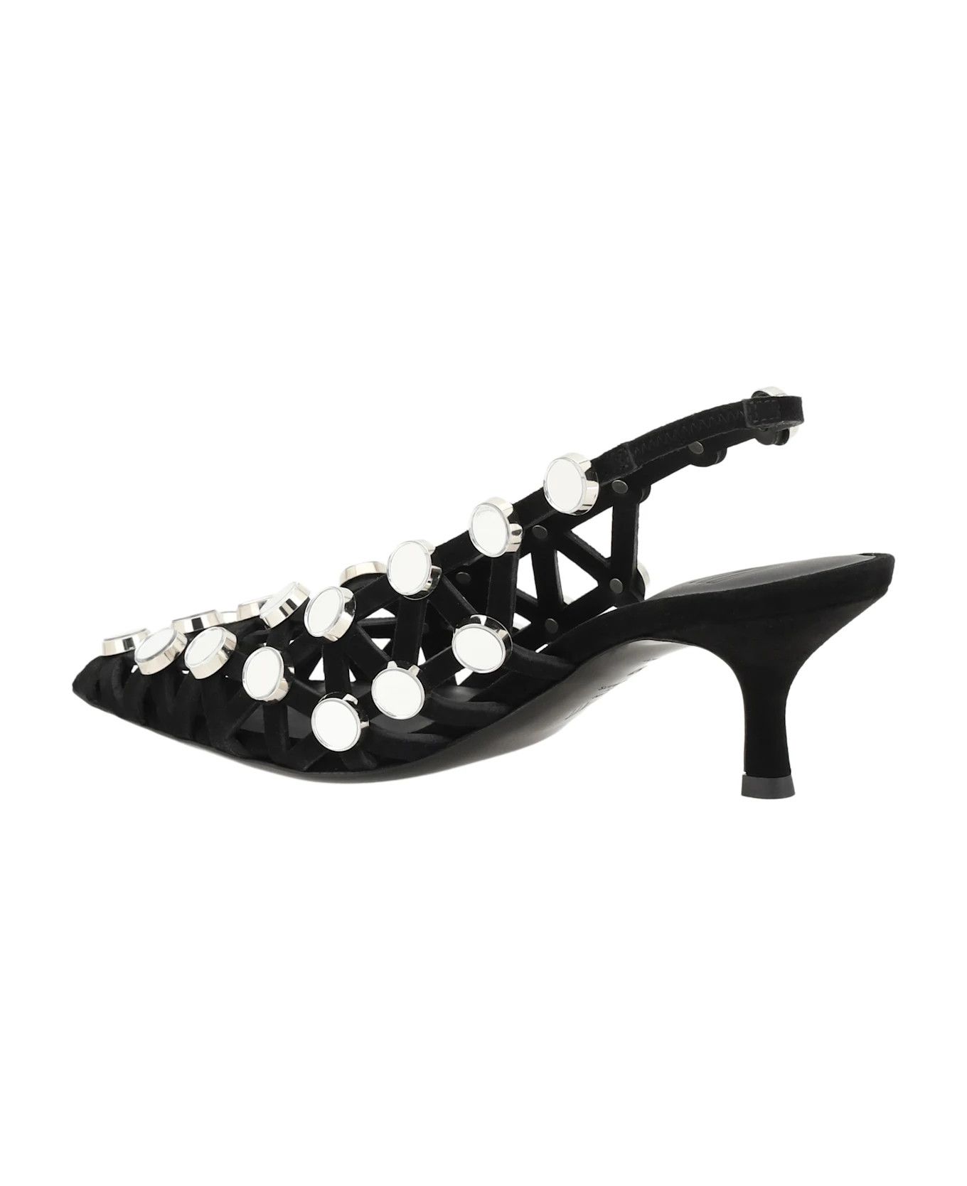 The Attico o1s22i1n0325 Grid Slingback Pumps in Black Size US 8 / IT 38 - 3 Thumbnail
