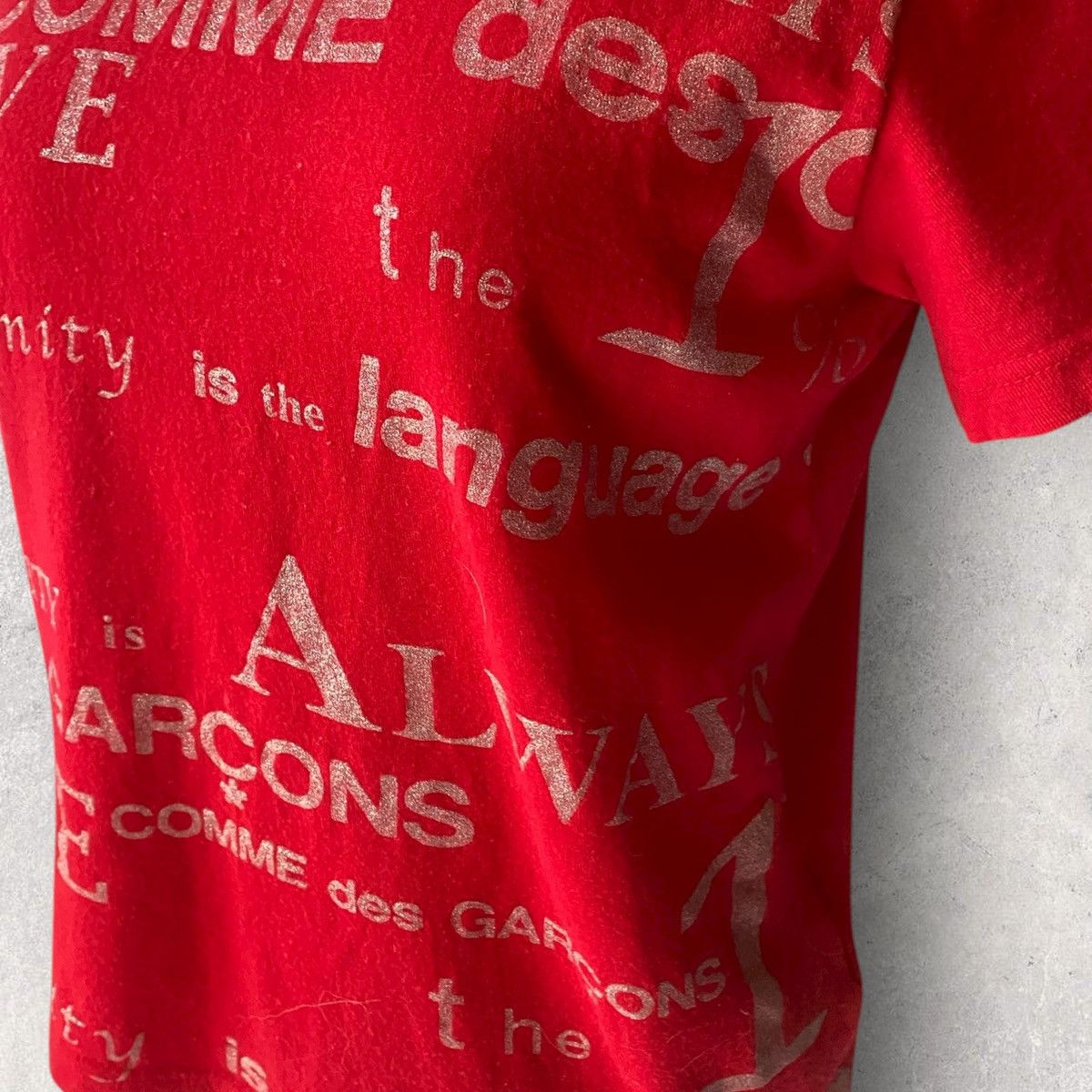 Comme des Garcons Fall 2003 Logo Print Wool T Shirt Size M / US 6-8 / IT 42-44 - 2 Thumbnail