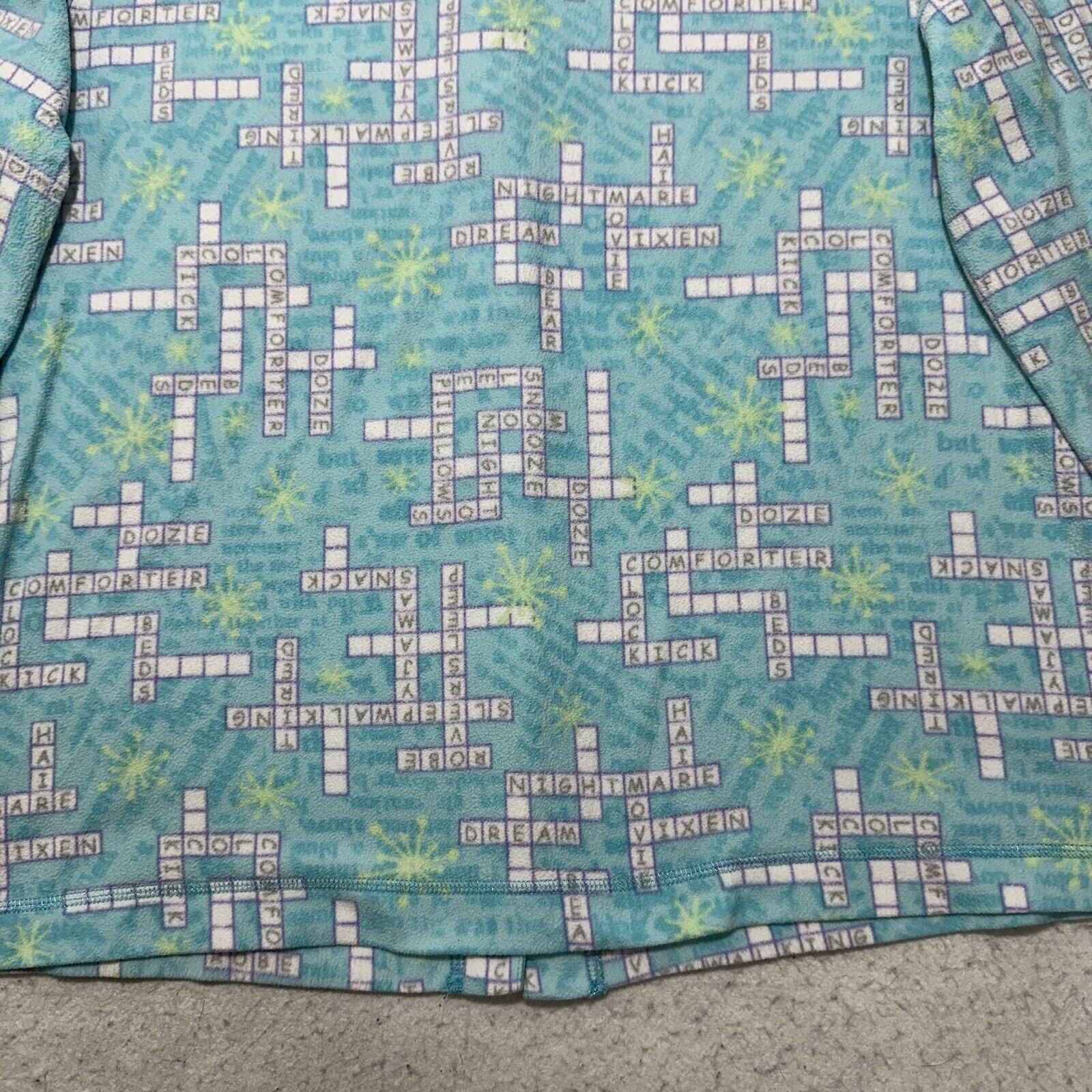 Other Adonna XL Button Down Fleece Shirt Crossword Puzzle Top Blue Size XL / US 12-14 / IT 48-50 - 11 Thumbnail