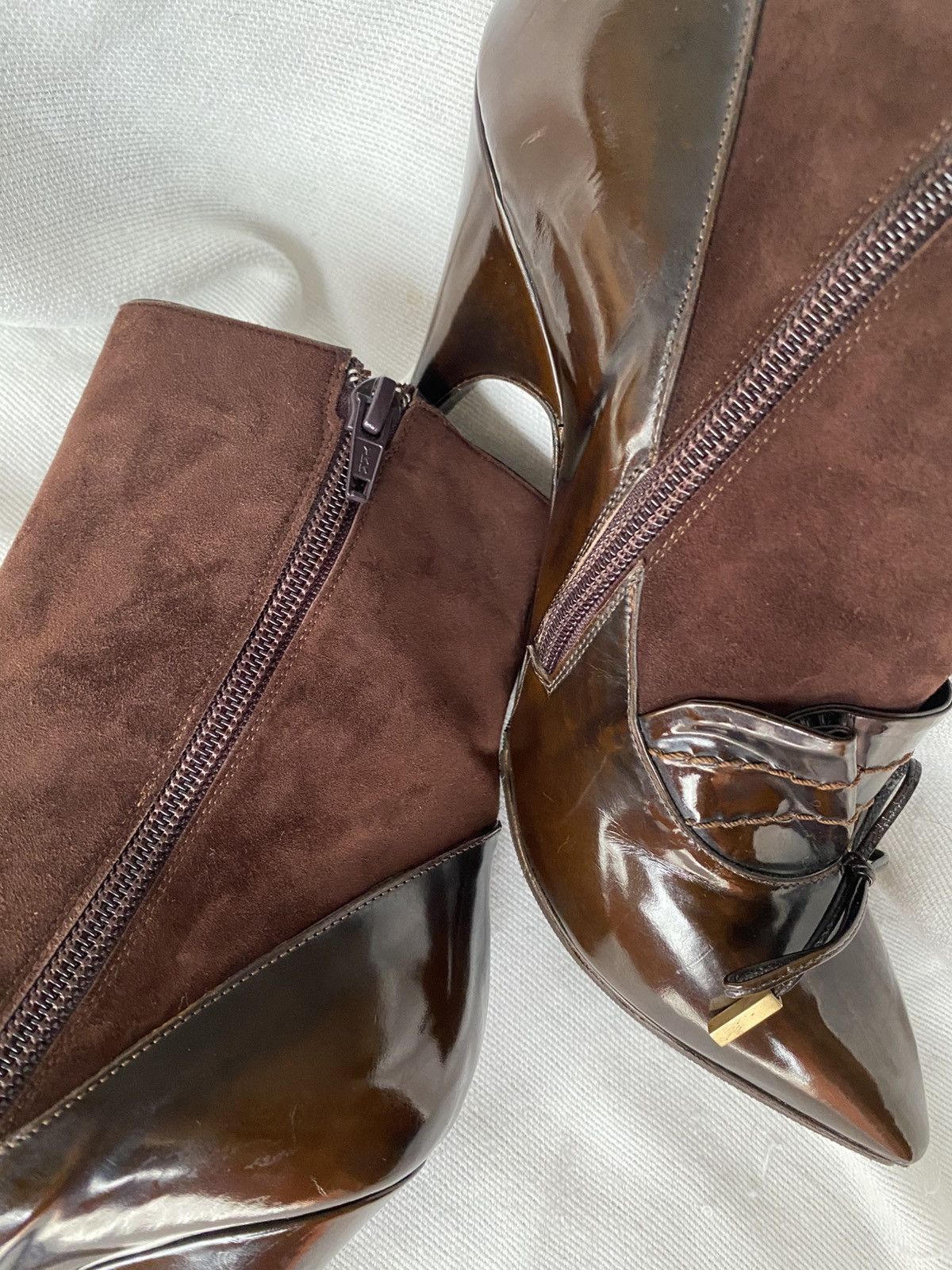 Marc Jacobs Marc Jacobs Brown Suede & Patent Ankle Boots Size US 8.5 / IT 38.5 - 2 Thumbnail