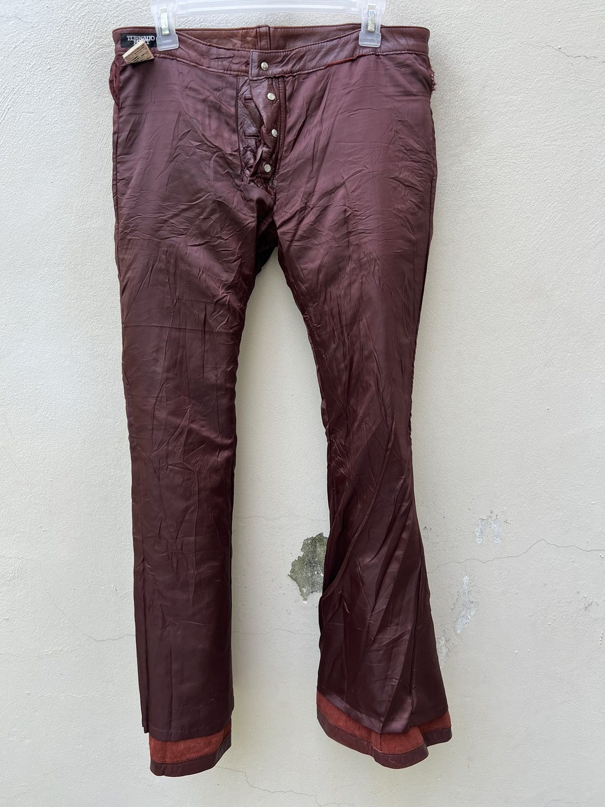 Tornado Mart Vintage Tornado Mart Patina Leather Super Flare Pant Size US 31 - 21 Thumbnail