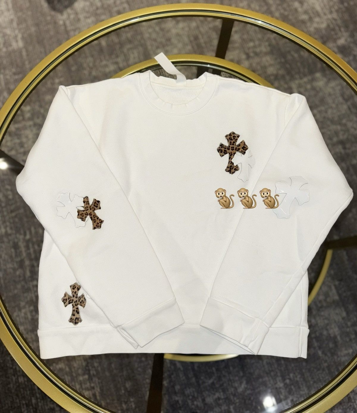 Chrome Hearts 🔥Chrome Hearts White Leopard Cross Patches Crewneck🔥 Size US M / EU 48-50 / 2 - 2 Thumbnail