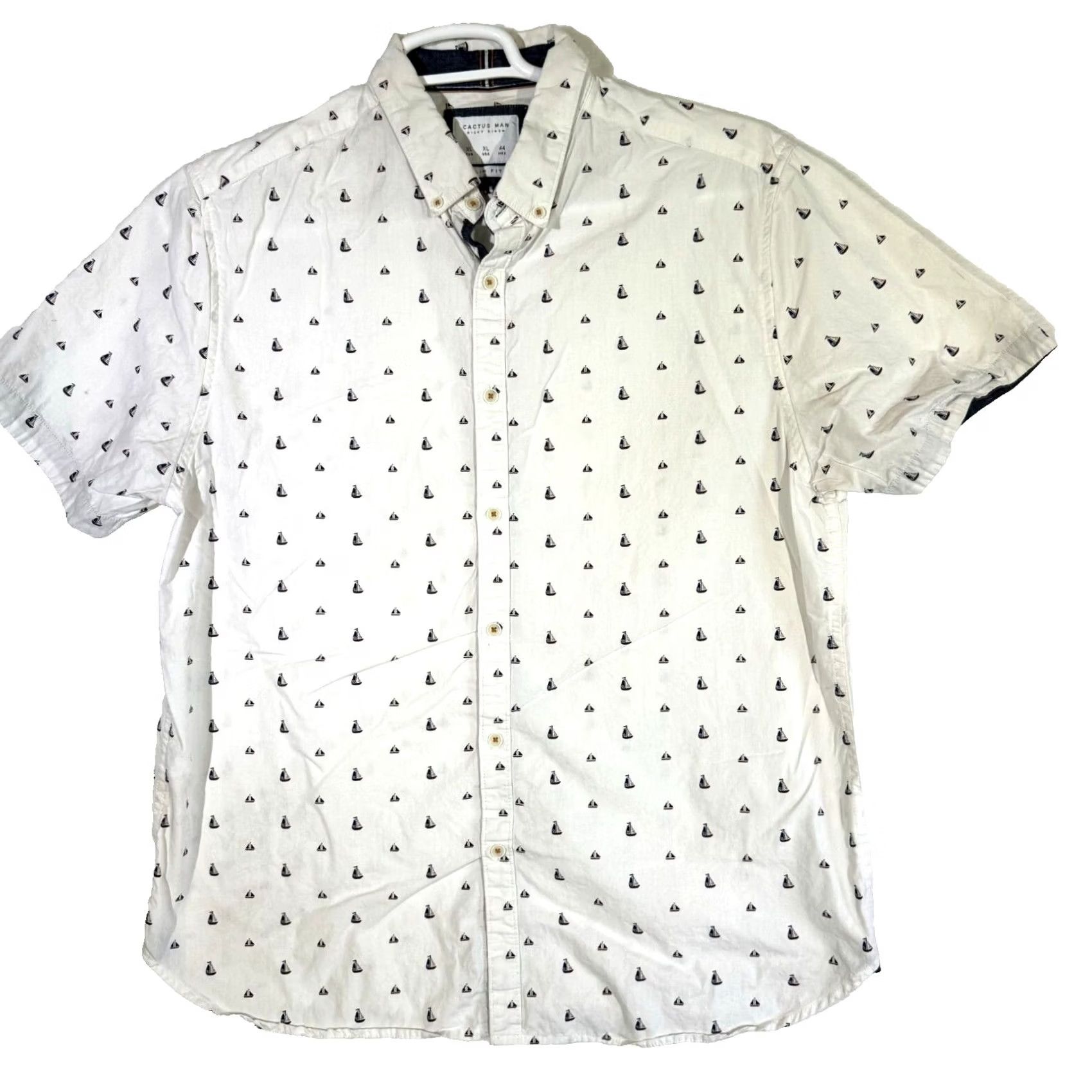 Vintage Cactus Man Shirt XL White Sailboat Graphic Slim Fit Button-Down Men’s M469 Size US XL / EU 56 / 4 - 2 Thumbnail