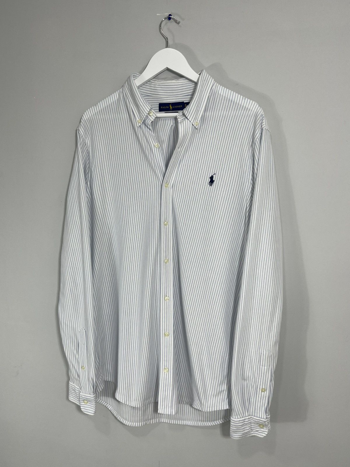 Polo Ralph Lauren Polo Ralph Lauren Knit Oxford White/Blue Striped Shirt Size US XL / EU 56 / 4 - 3 Thumbnail