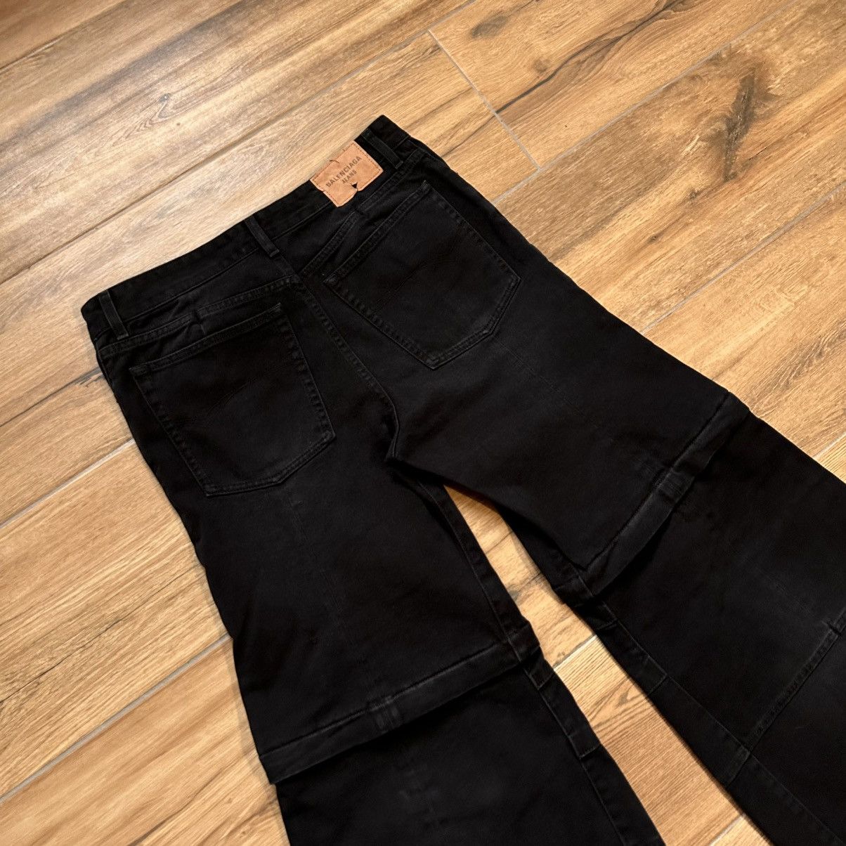 Balenciaga [M] 1550$ Black flared double knee jeans Size US 31 - 13 Thumbnail