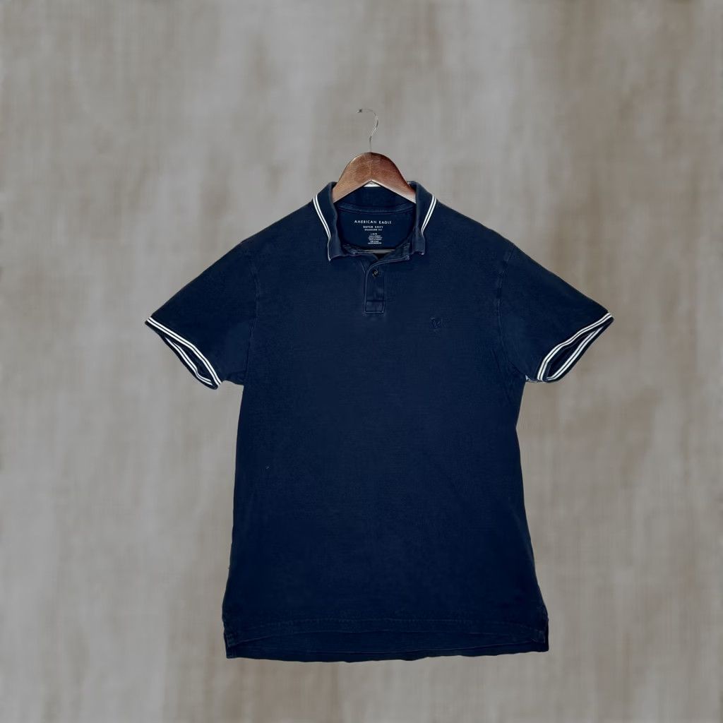 Vintage American Eagle Polo Shirt Men Navy Blue Short Sleeve Regular Fit Size L Size US L / EU 52-54 / 3 - 1 Thumbnail