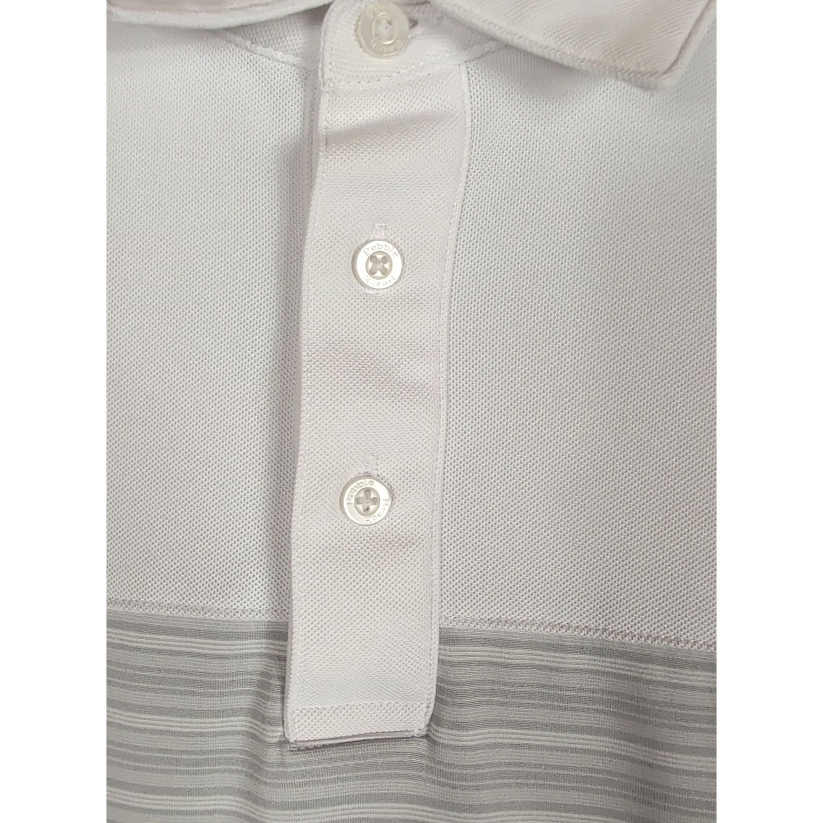 Vintage Pebble Beach Dry-Luxe Performance Polo Shirt Mens Large Gray White Striped Breathable Easy Care Golf Tennis Shirt Size US L / EU 52-54 / 3 - 3 Thumbnail