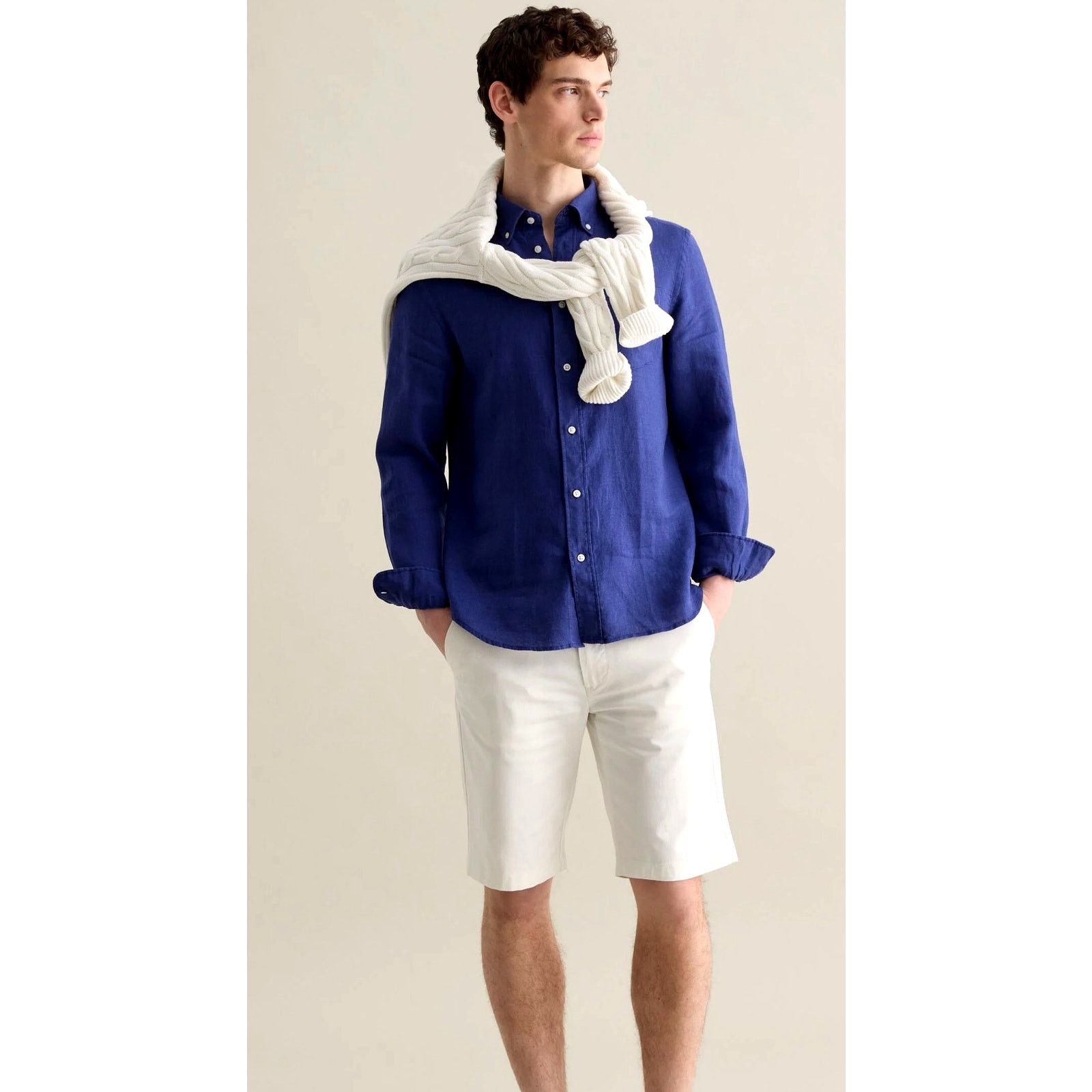 PIOMBO Piombo Stretch Cotton Chino Shorts White L Size US 32 / EU 48 - 2 Thumbnail