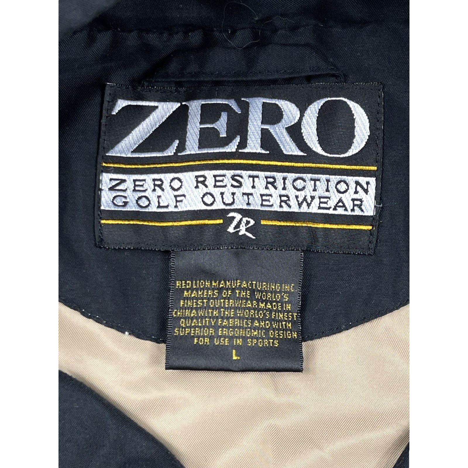 Vintage Zero Restriction Jacket Golf Windbreaker Zip Pockets Mens Gold SZ Large Large Mens Golf Windbreaker Jacket Size US L / EU 52-54 / 3 - 2 Thumbnail