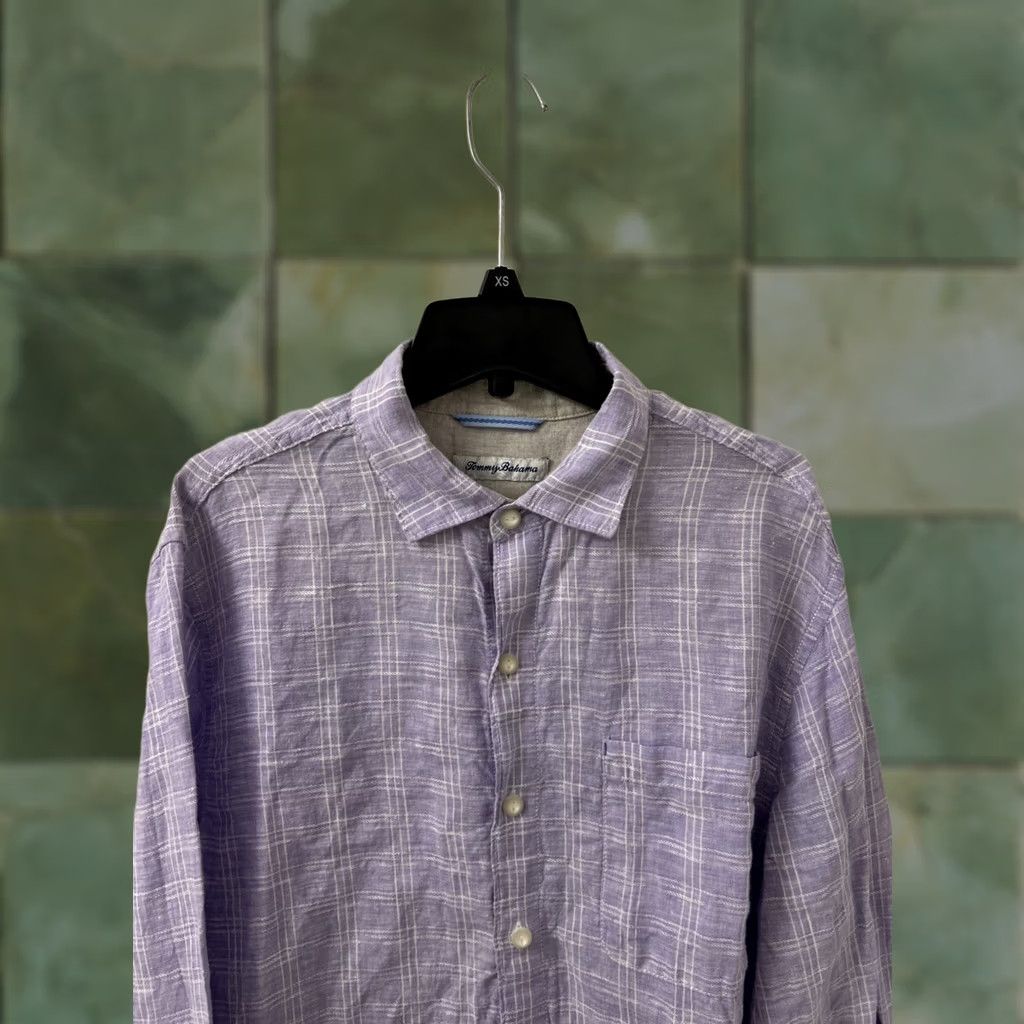 Tommy Bahama Tommy Bahama Shirt Mens Medium Purple Plaid 100% Linen Button-Down Long Sleeve Size US M / EU 48-50 / 2 - 1 Thumbnail
