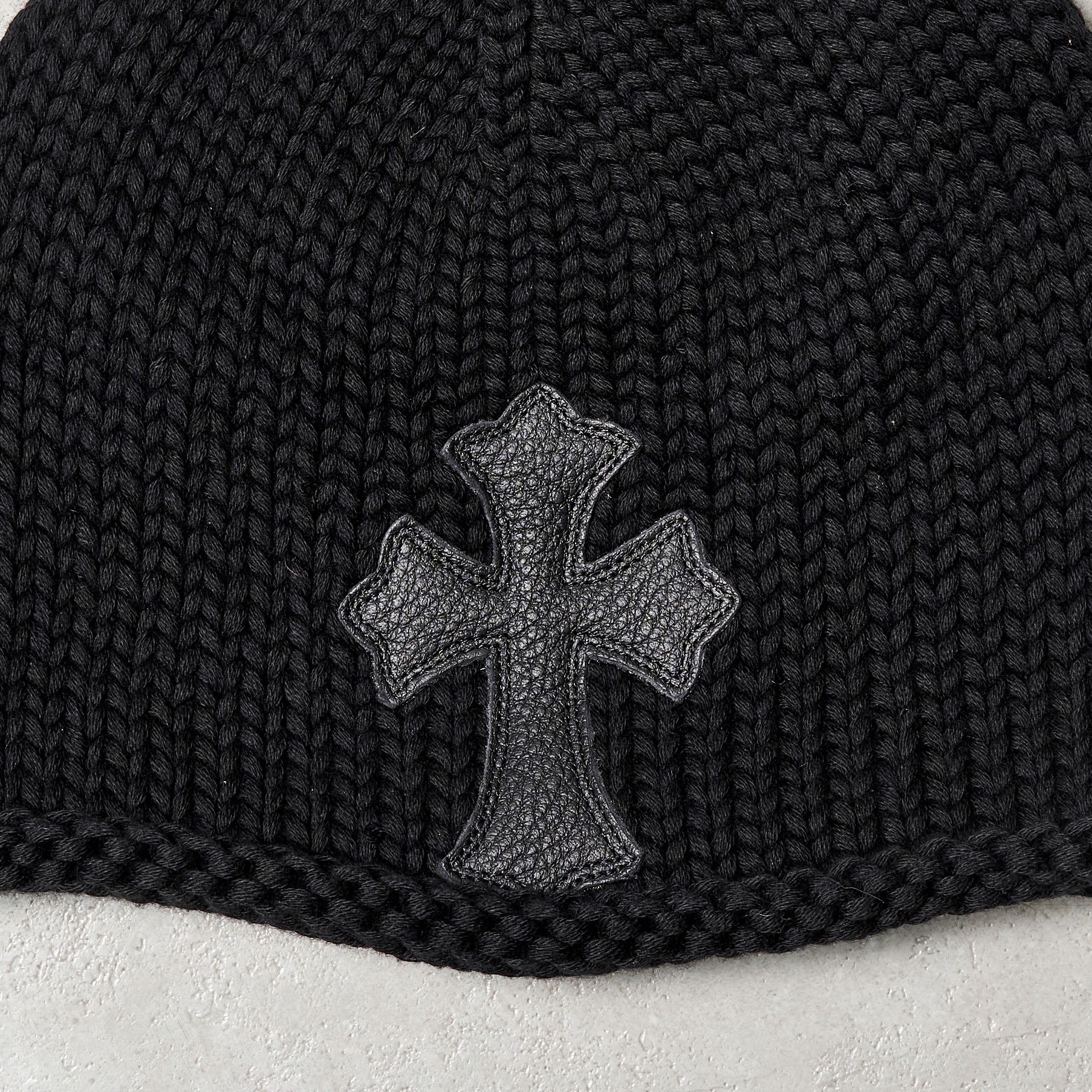 Chrome Hearts CHROME HEARTS Cash Leather Cross Cashmere Beanie Knit Hat Size ONE SIZE - 4 Thumbnail