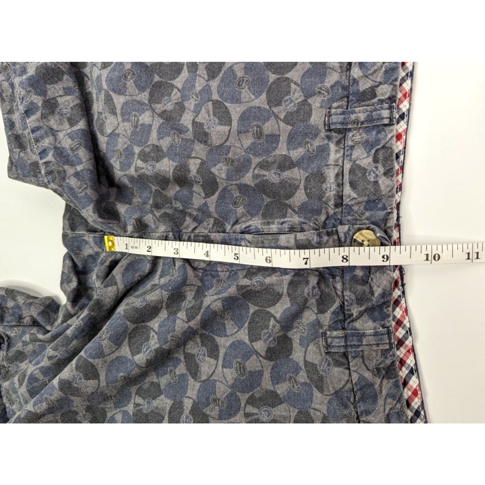 Ben Sherman Ben Sherman Chino Golf Shorts Vinyl Records Print Gray Blue Men 31 Cotton Size US 31 - 5 Thumbnail