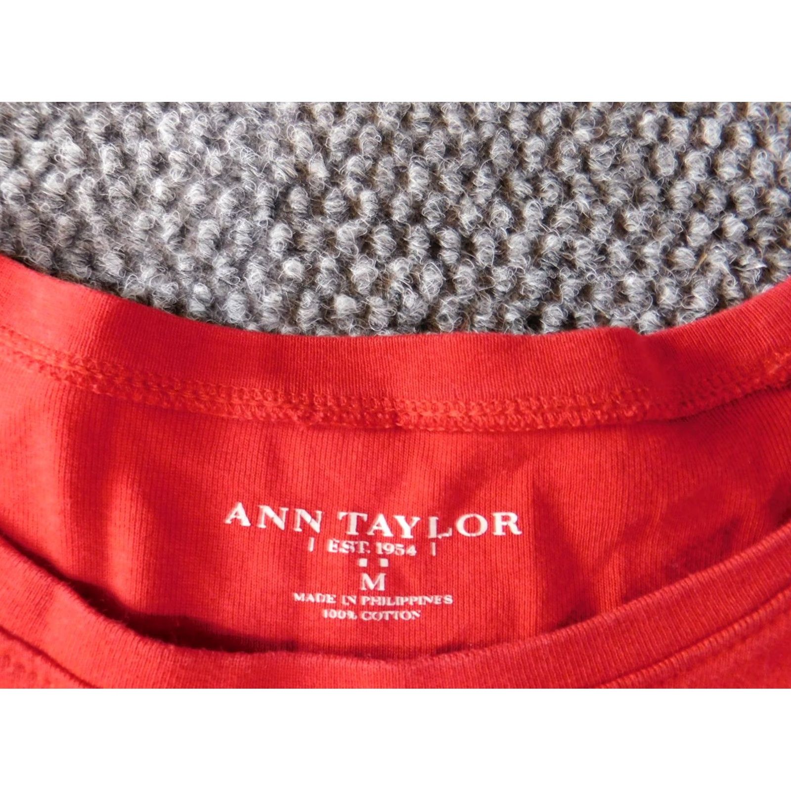 Ann Taylor Ann Taylor Loft Blouse Regular Womens XL Red Floral Round Neck Short Sleeve Pullover Casual Cotton Down Ruffle Size XL / US 12-14 / IT 48-50 - 5 Thumbnail