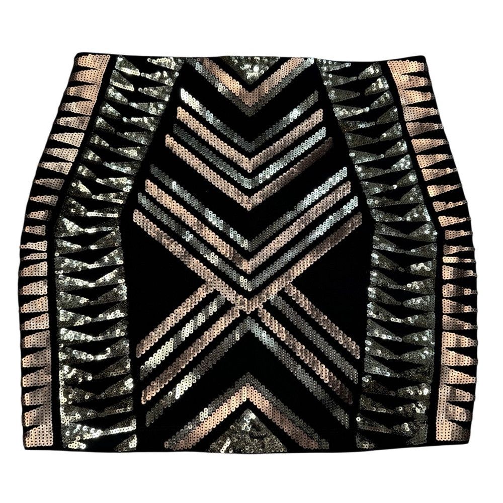 Express EXPRESS High Waisted Sequin Mini Black Skirt Size M Size 30" / US 8 / IT 44 - 3 Thumbnail