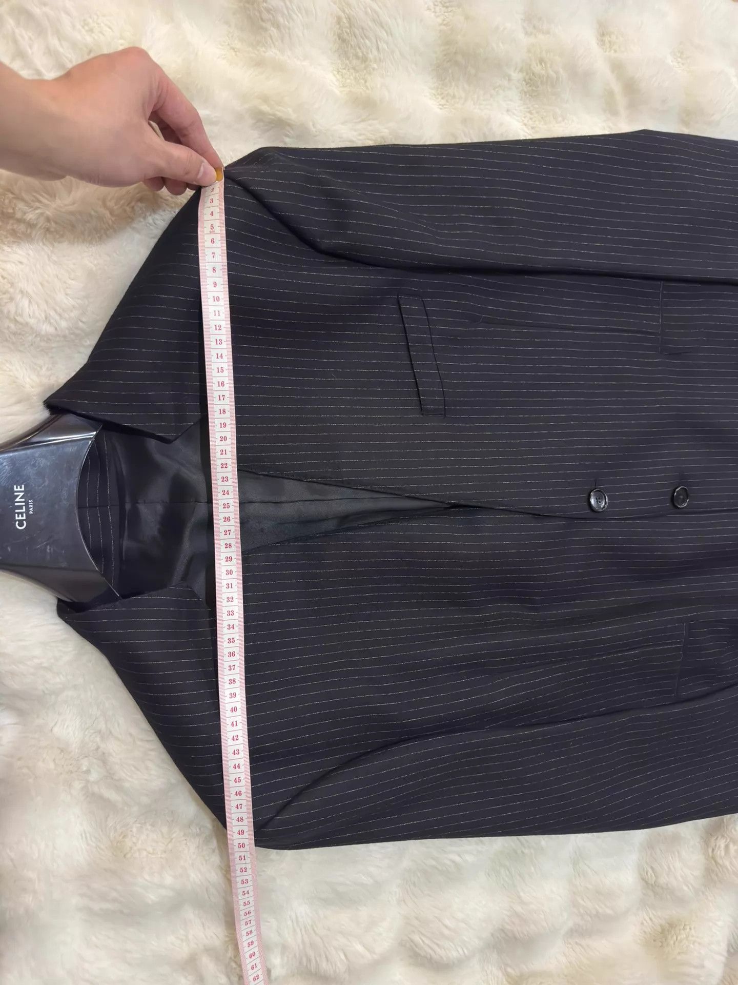 Celine Celine 22fw Hedi stand collar thin stripe suit 54 Size 54L - 5 Thumbnail
