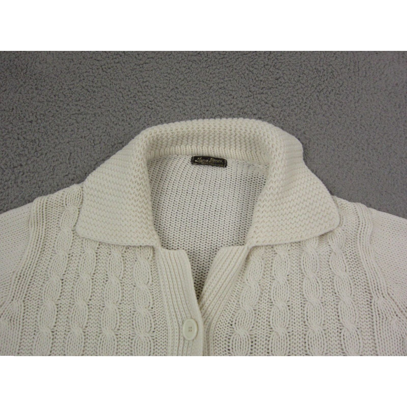 Vintage VINTAGE Gianni Berinni Cardigan Womens 46 Creme Big Collar Knit Sweater 70s 80s Size L / US 10 / IT 46 - 2 Thumbnail