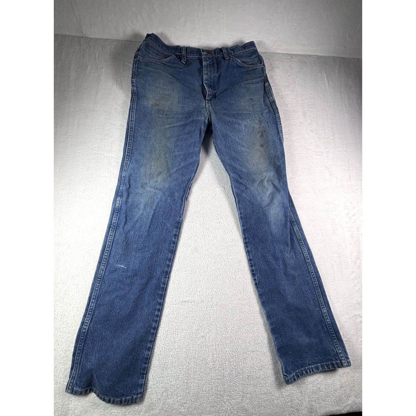 Wrangler VINTAGE Wrangler Jeans Cowboy Cut Regular Fit Boot Cut 936DEN 35x34 Denim Blue Cotton Jeans Mens Size US 35 - 2 Thumbnail